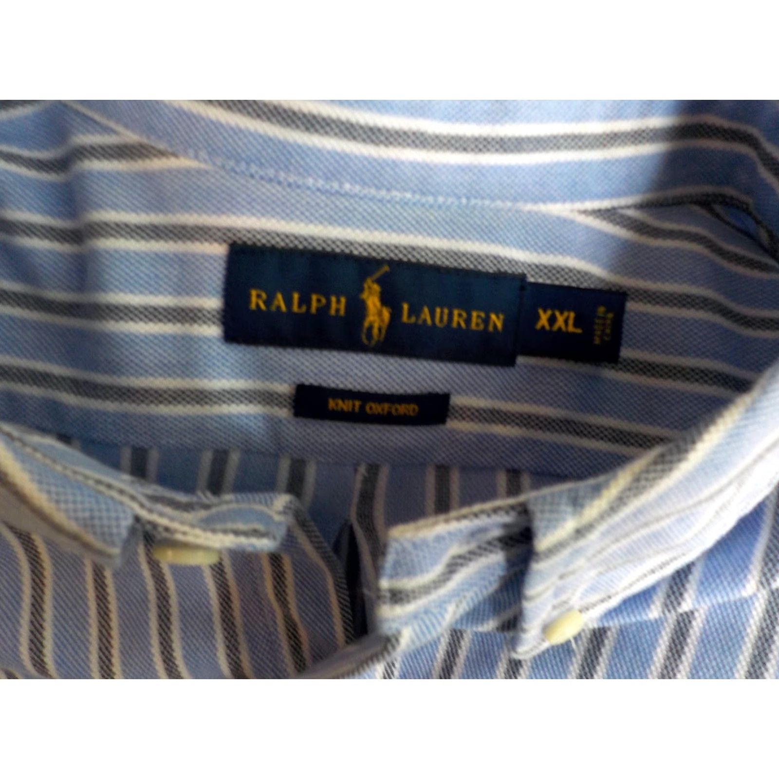 Ralph Lauren RALPH LAUREN Knit Oxford Button Down LS Shirt Light Blue/Gray/White XXL Cotton Size US XXL / EU 58 / 5 - 4 Thumbnail