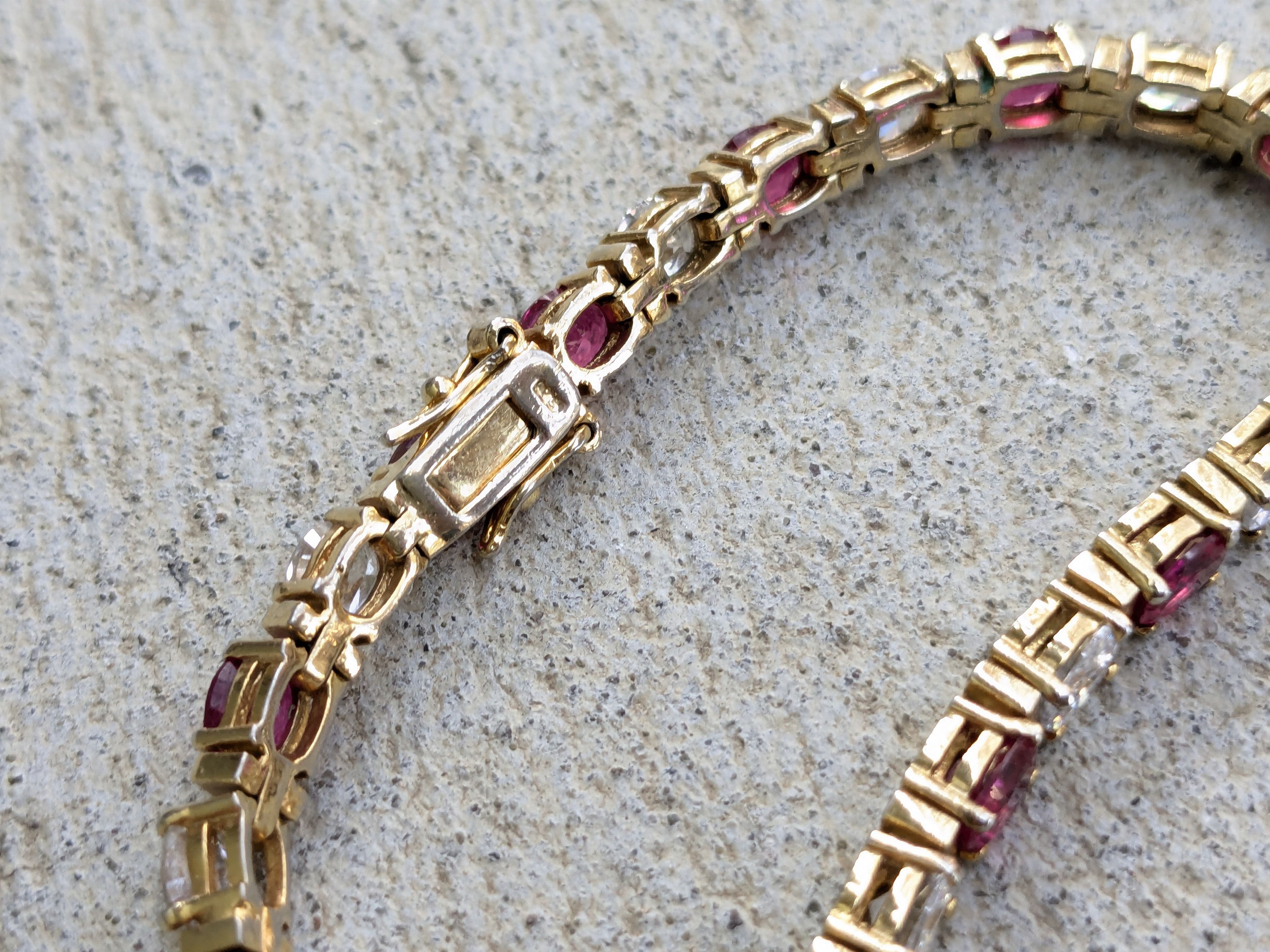 Sterling Silver Sterling Silver Tennis Bracelet Ruby CZ 7.25 Gold Vermeil Size ONE SIZE - 9 Thumbnail