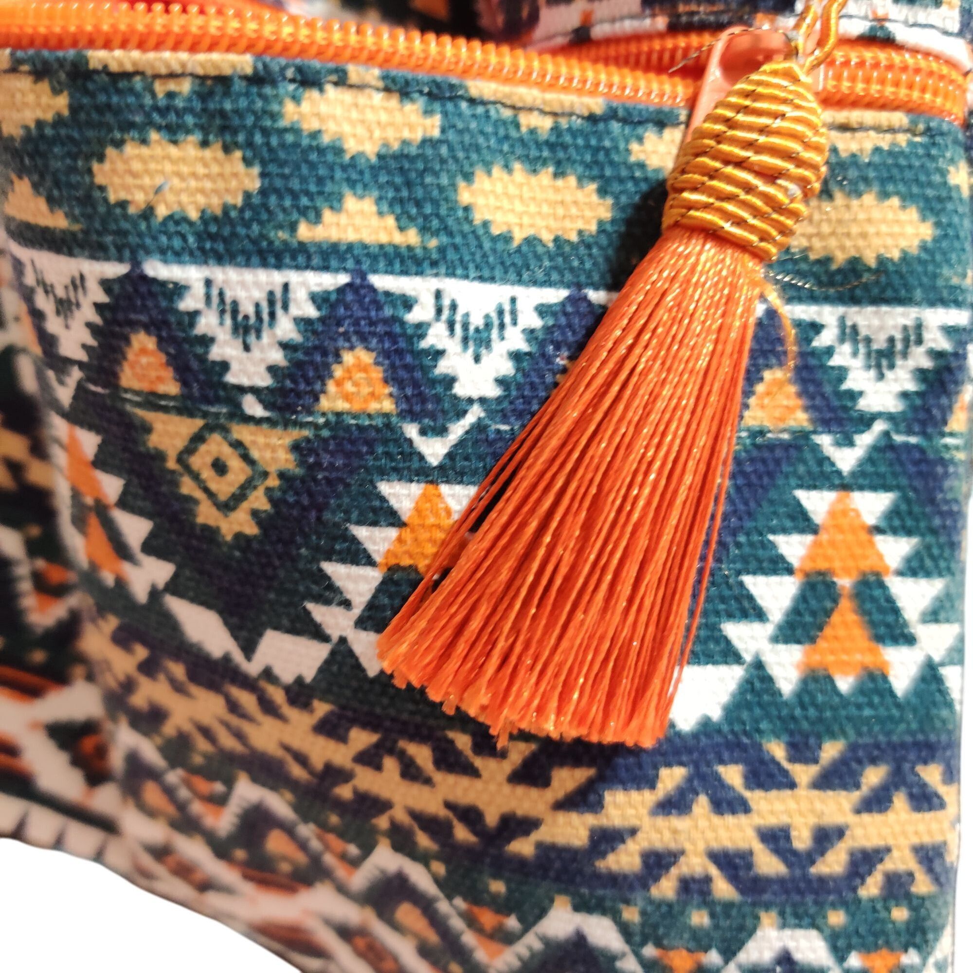 Other Tribal Pattern Crossbody Sling Bag Orange Zipper Tassel Canv Size ONE SIZE - 6 Thumbnail