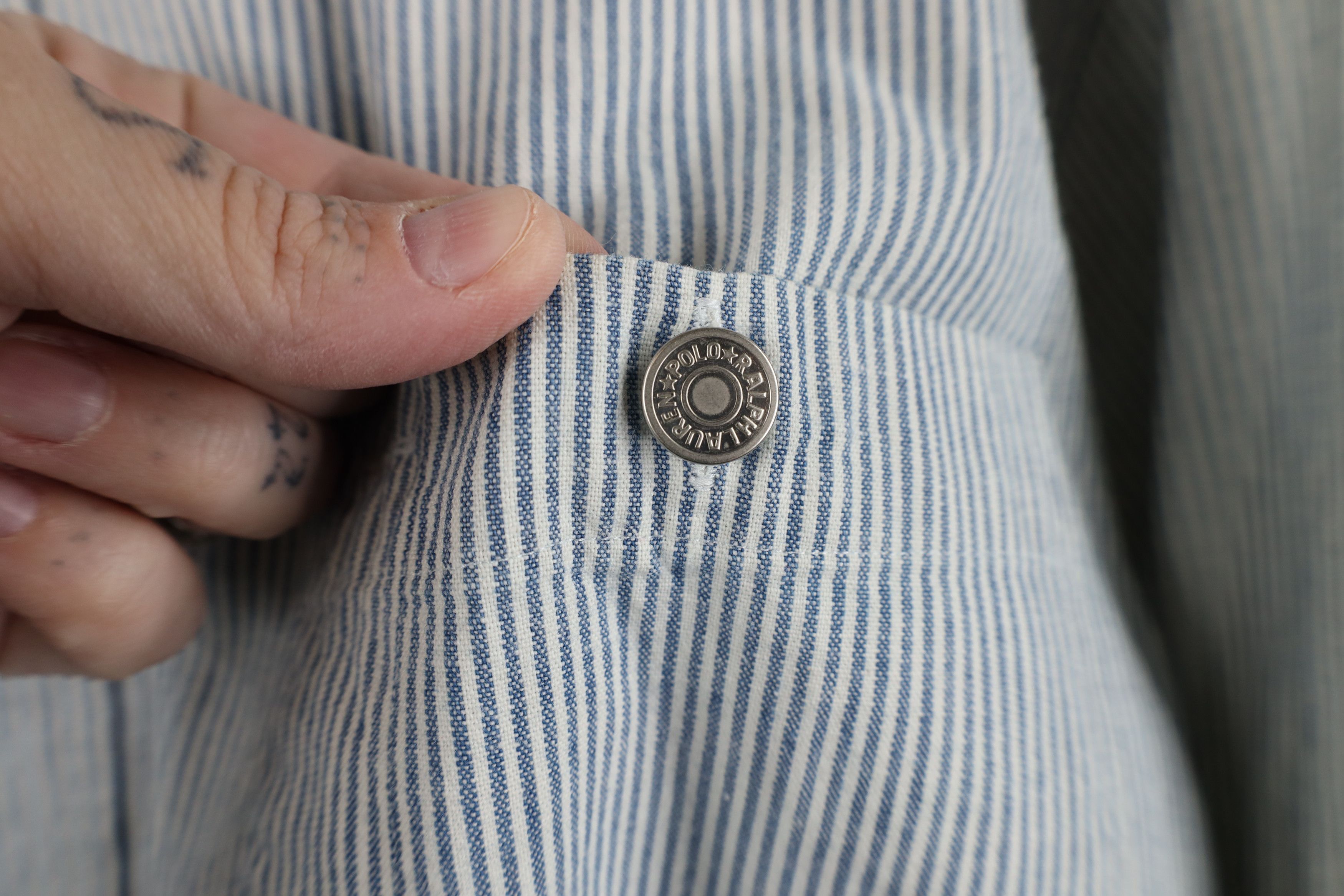 Ralph Lauren Vintage 90s Ralph Lauren Striped Button Shirt Blue Size M / US 6-8 / IT 42-44 - 5 Thumbnail