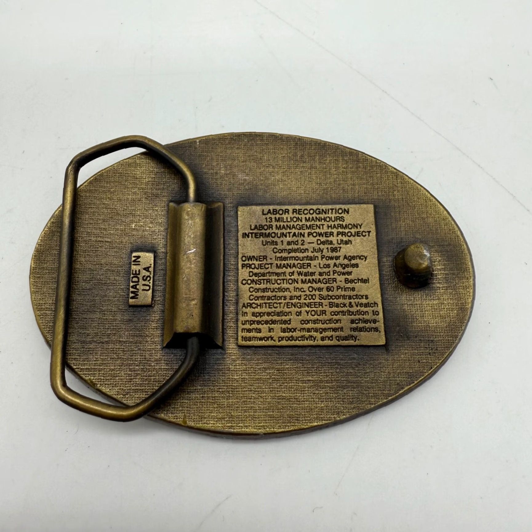 Vintage IPP Intermountain Power Project Brass Tone Oval Belt Buckle Mens Size ONE SIZE - 4 Thumbnail