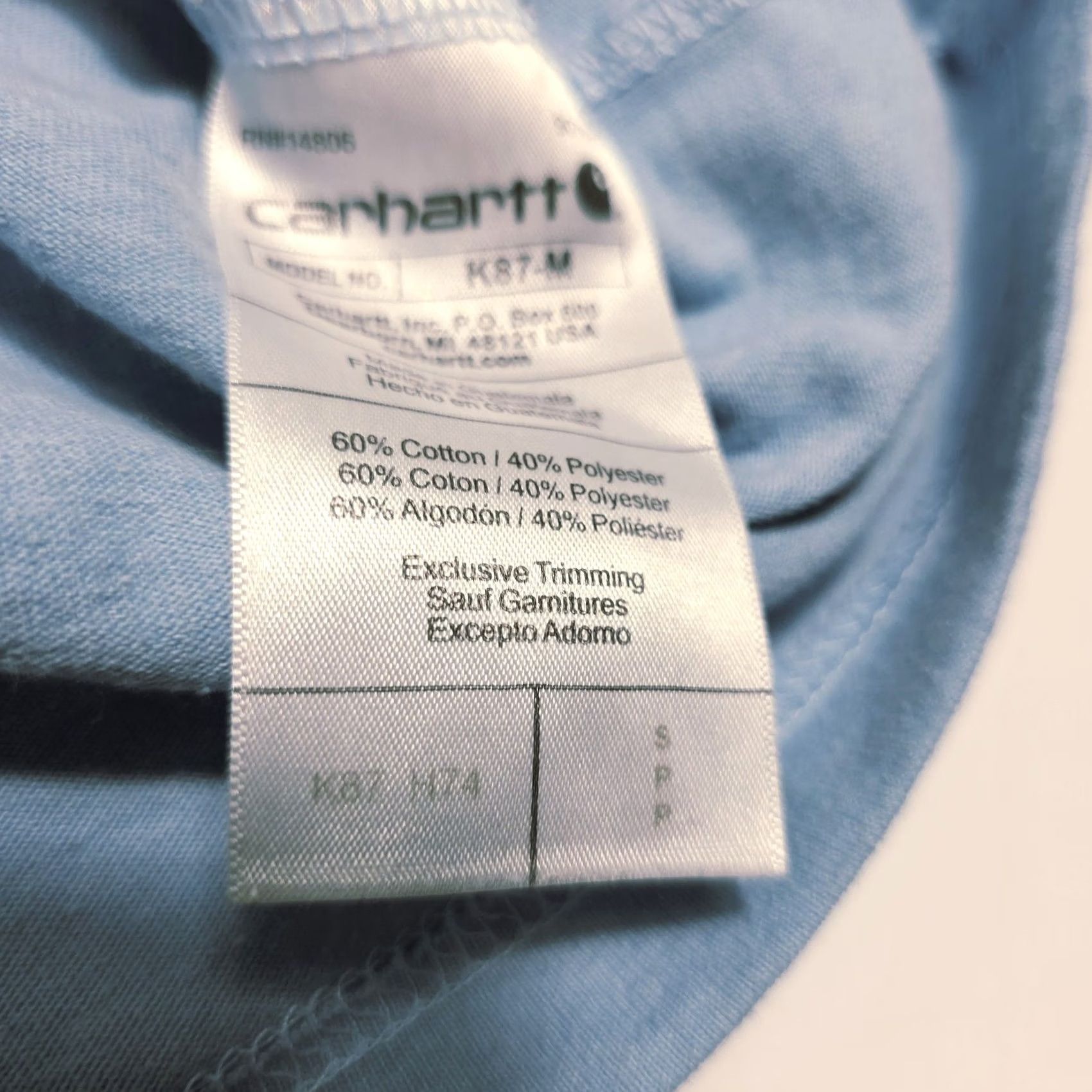 Carhartt Carhartt K87 H74 Loose Fit Men’s Light Blue Short Sleeve T-Shirt Size S Crew Neck Cotton Polyester Knit Logo Made Honduras Blue Size US S / EU 44-46 / 1 - 6 Thumbnail