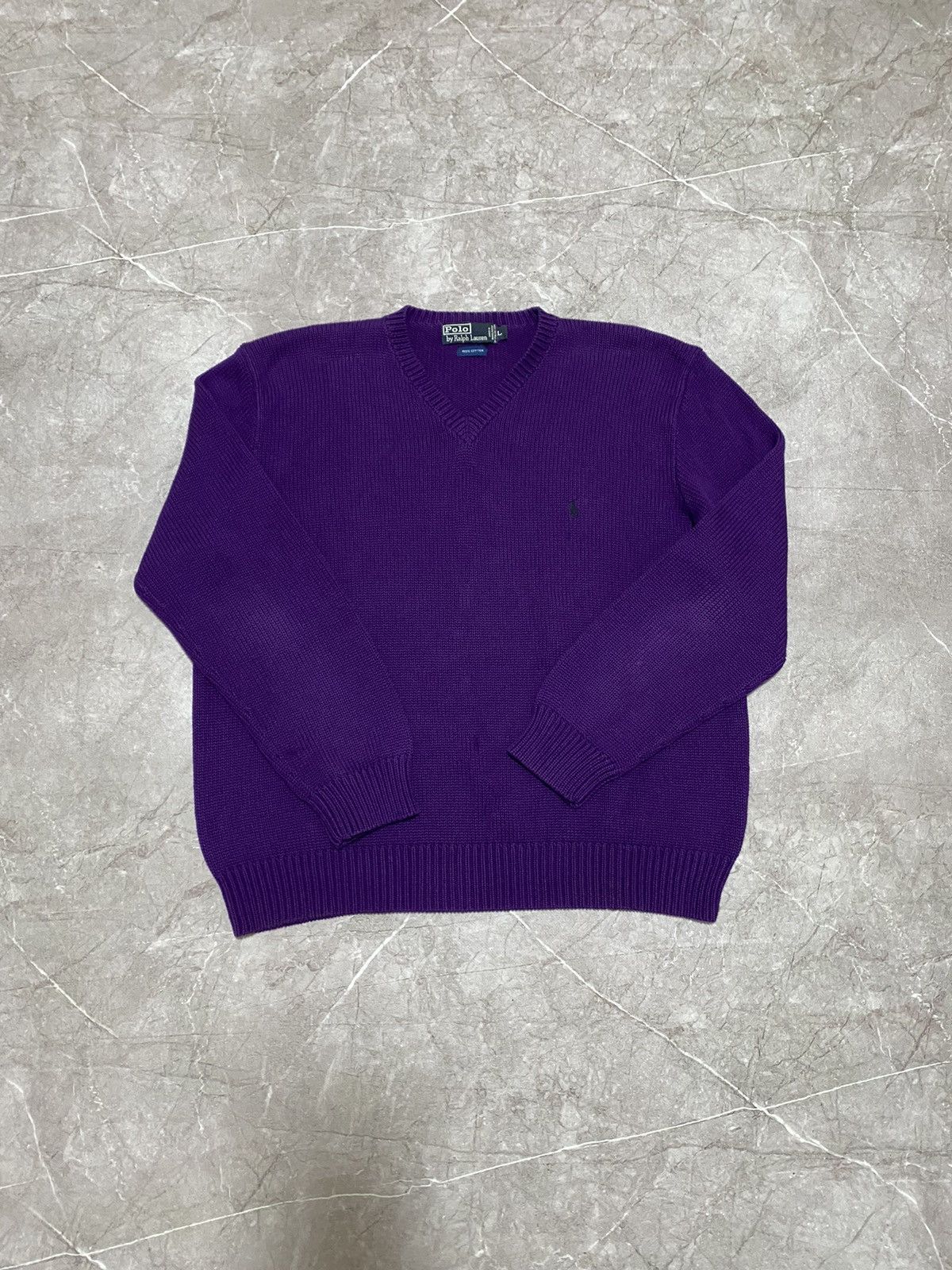 Polo Ralph Lauren × Ralph Lauren × Vintage Vintage Y2K Polo Ralph Lauren Purple V-Neck Sweatshirt 90s Size US L / EU 52-54 / 3 - 2 Thumbnail