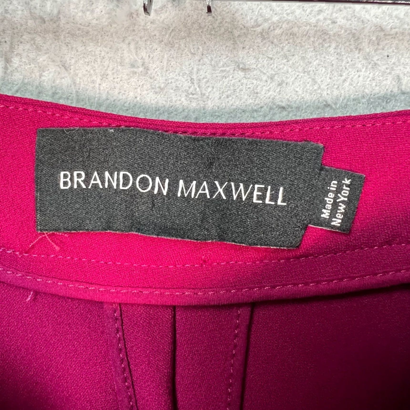 Brandon Maxwell Brandon Maxwell Womens Pants Dress Pants Viscose Blend Pink 4 High Rise Flat Front In USA Slim Fit Trousers Size 42" / US 20 - 3 Thumbnail