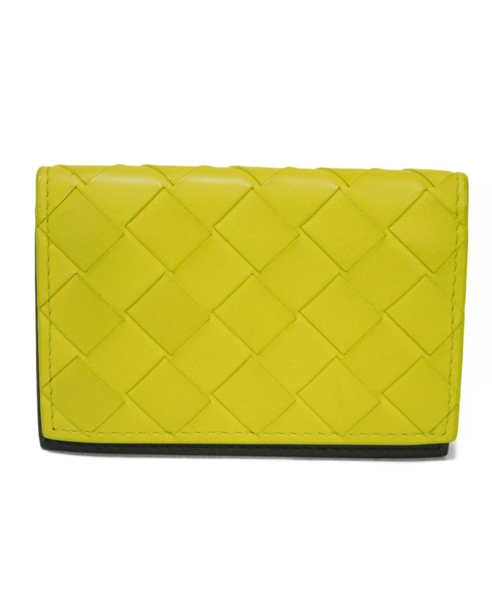 image of Bottega Veneta Yellow Leather Card Case, Women's