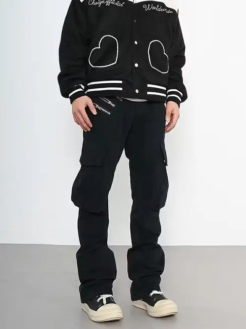 image of Vintage Zipper Punk Stack Cargo Pants in Black, Men's (Size 32)