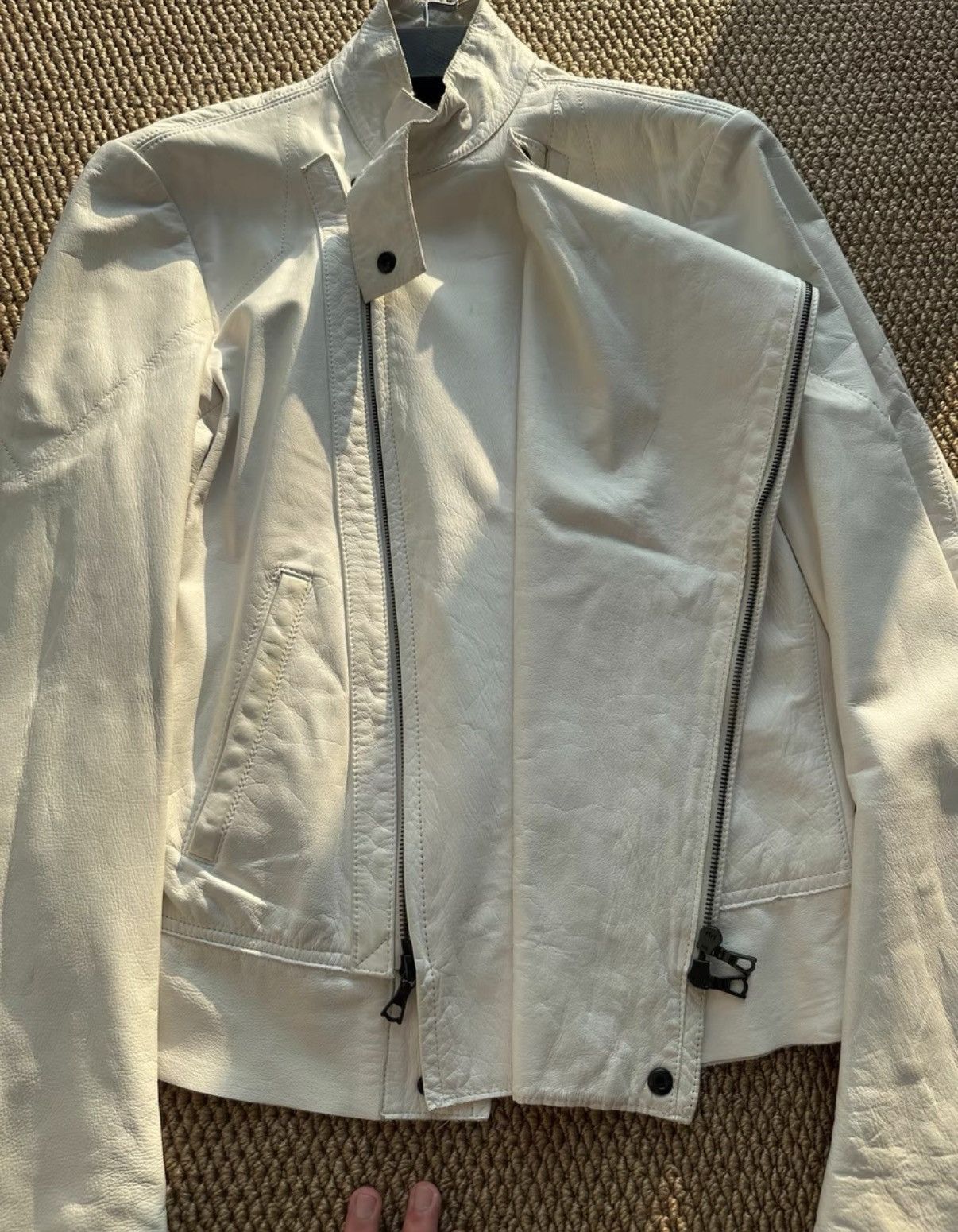 Yohji Yamamoto Yohji Yamamoto White Distressed Lambskin Biker Jacket K23 Size US S / EU 44-46 / 1 - 6 Thumbnail