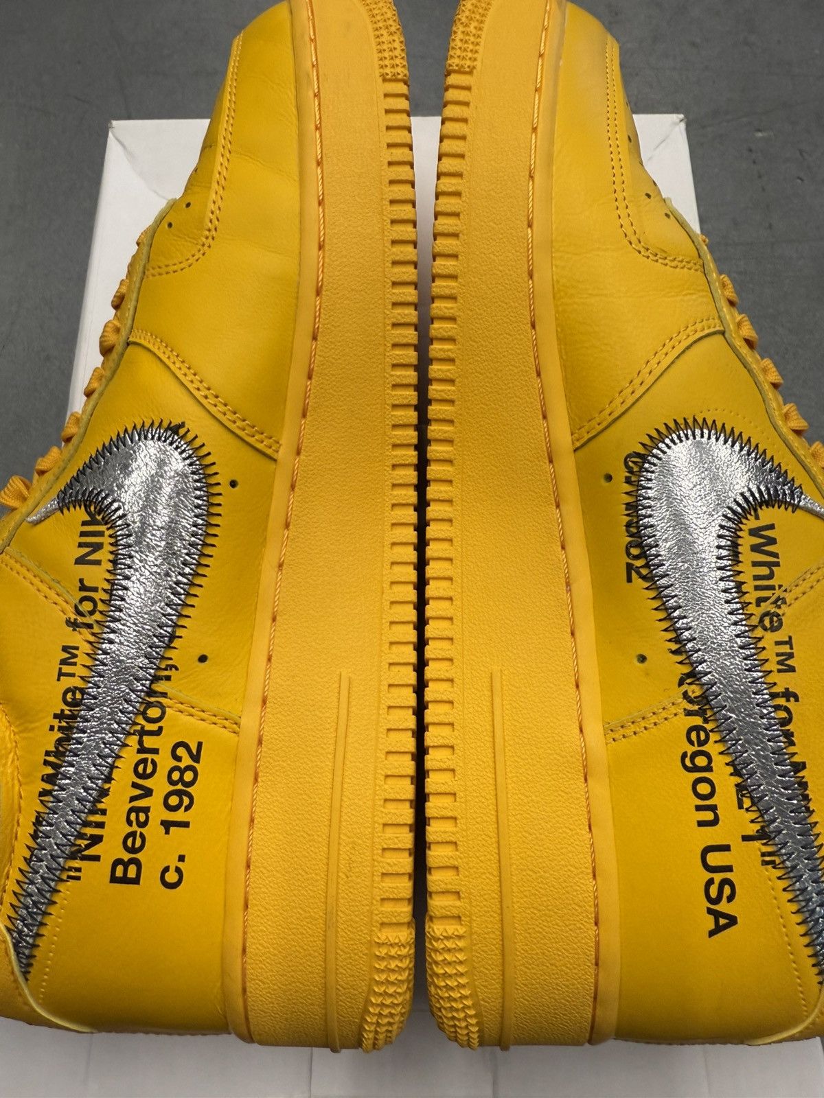 Nike 2022 Nike Air Force 1 Low Off-White ICA University Gold Size US 9.5 / EU 42-43 - 3 Thumbnail