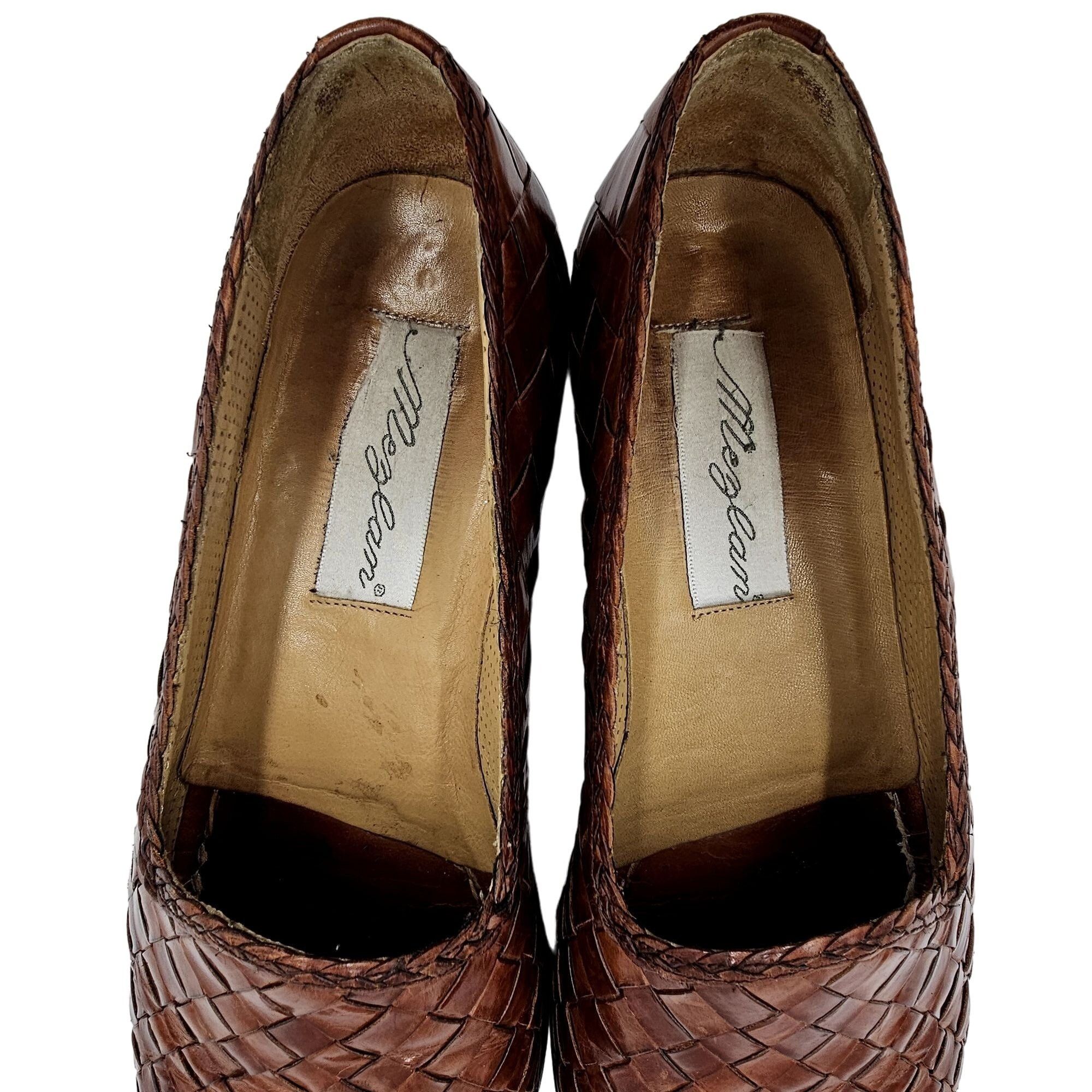 Mezlan Vintage Mezlan "Riviera" Men's Size 9.5 Brown Woven Leather Size US 9.5 / EU 42-43 - 12 Thumbnail