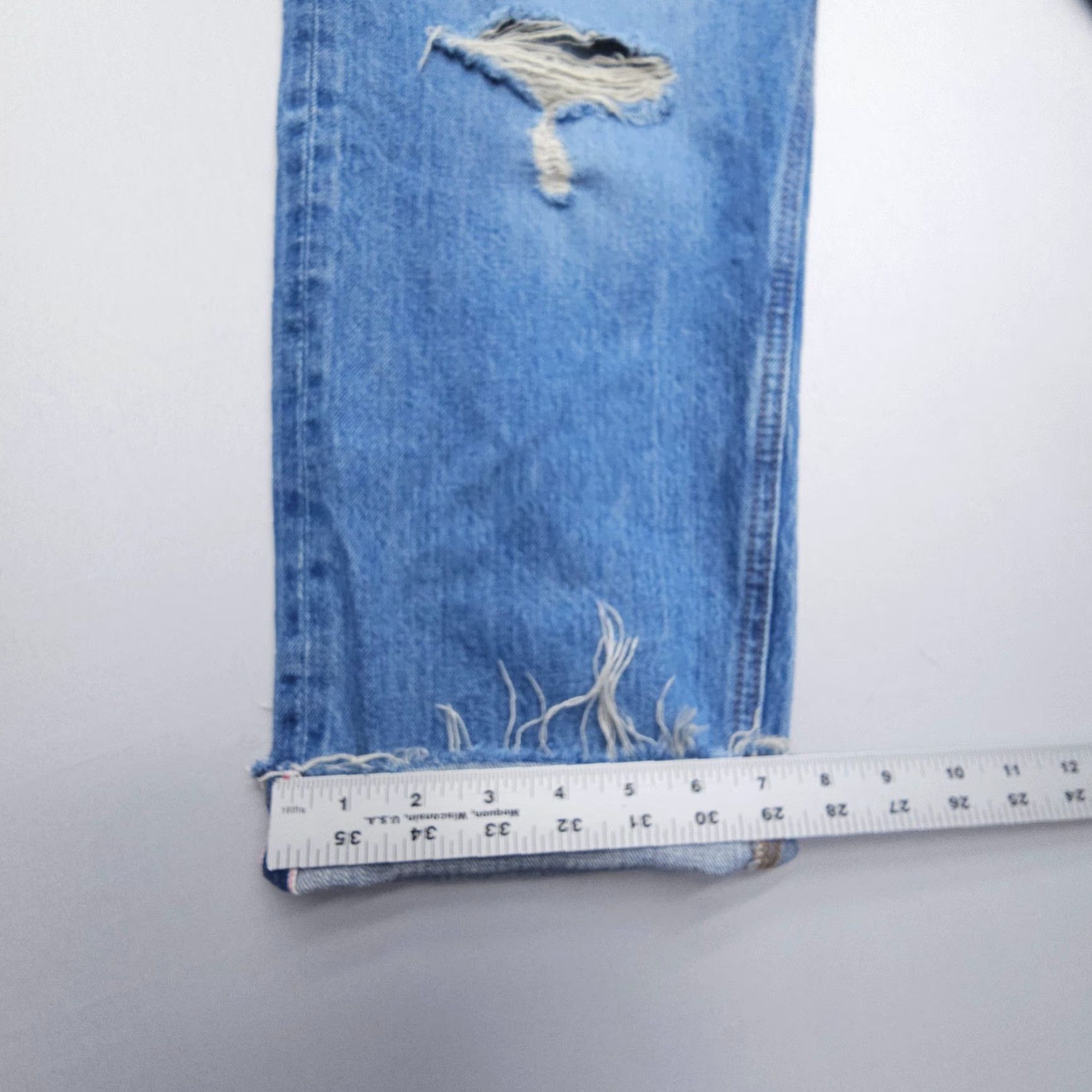 Denime Point Sur Selvedge Boyfriend Jeans in Arctic Blue Size 30 USA Made Organic Denim Size 30" / US 8 / IT 44 - 5 Thumbnail