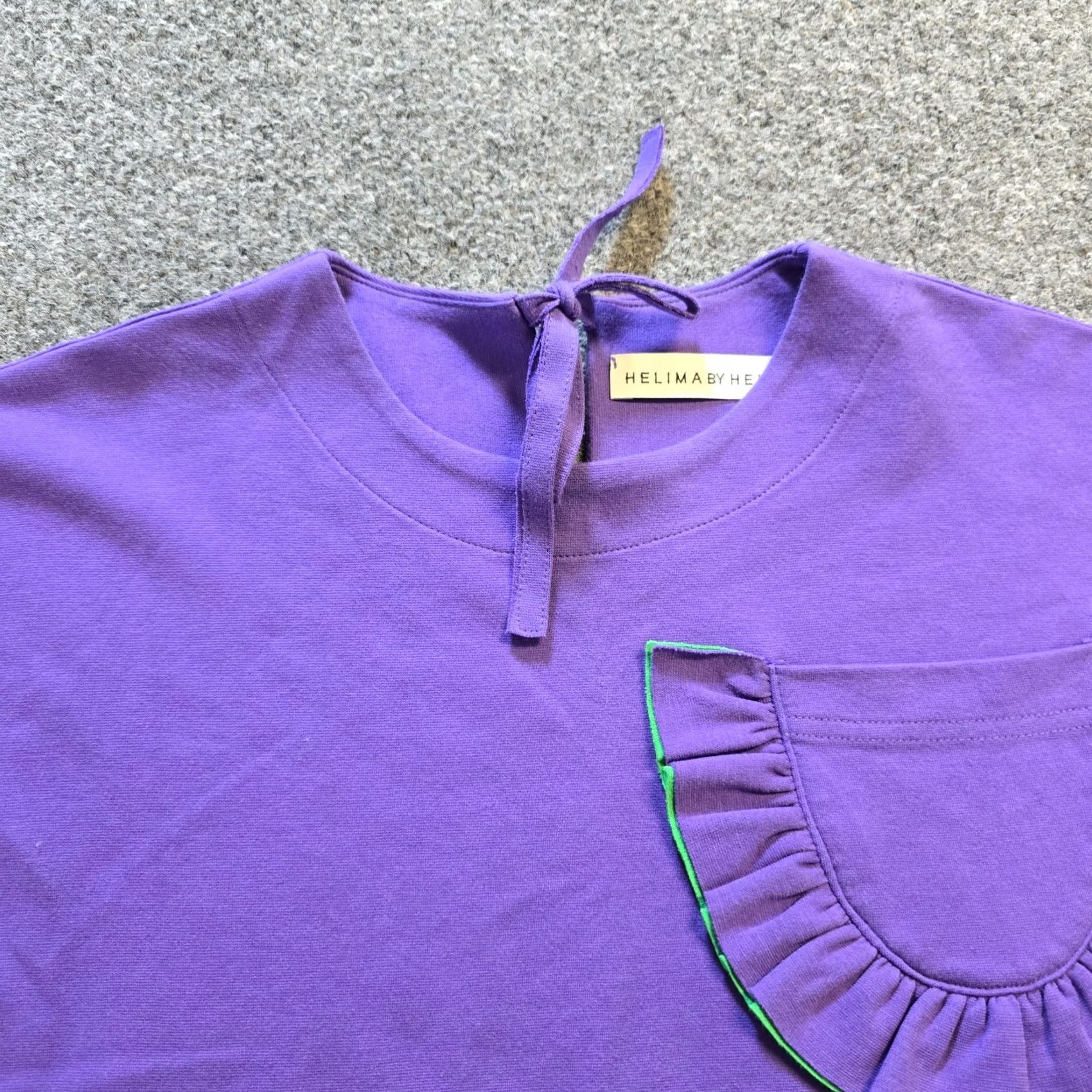 Vintage VINTAGE? No. Helima By Helima Top Womens Small Purple Green Ruffle Pocket Minimal Casual Size S / US 4 / IT 40 - 2 Thumbnail
