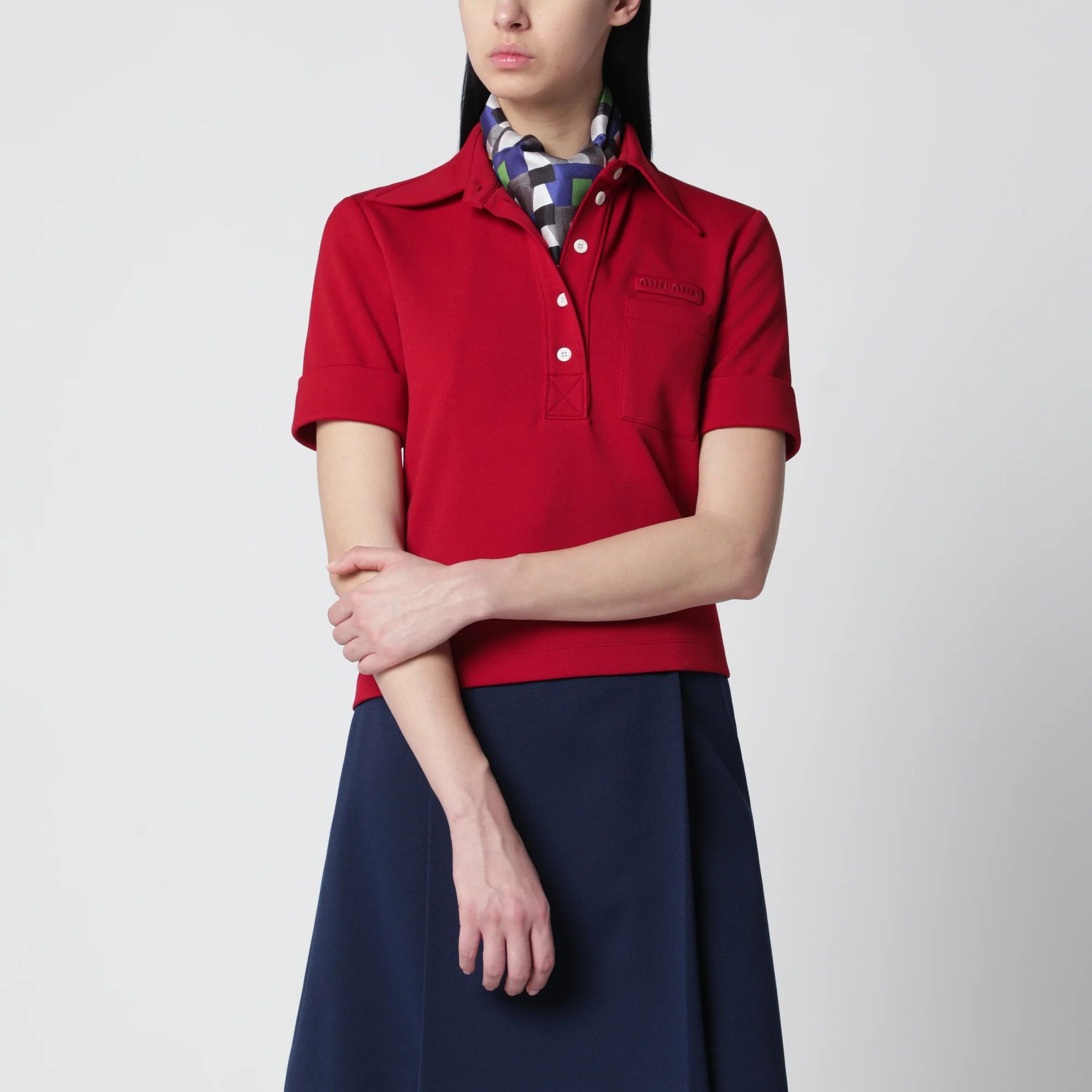 Miu Miu o1d2blof0426 Polo Shirt in Red Size S / US 4 / IT 40 - 1 Thumbnail