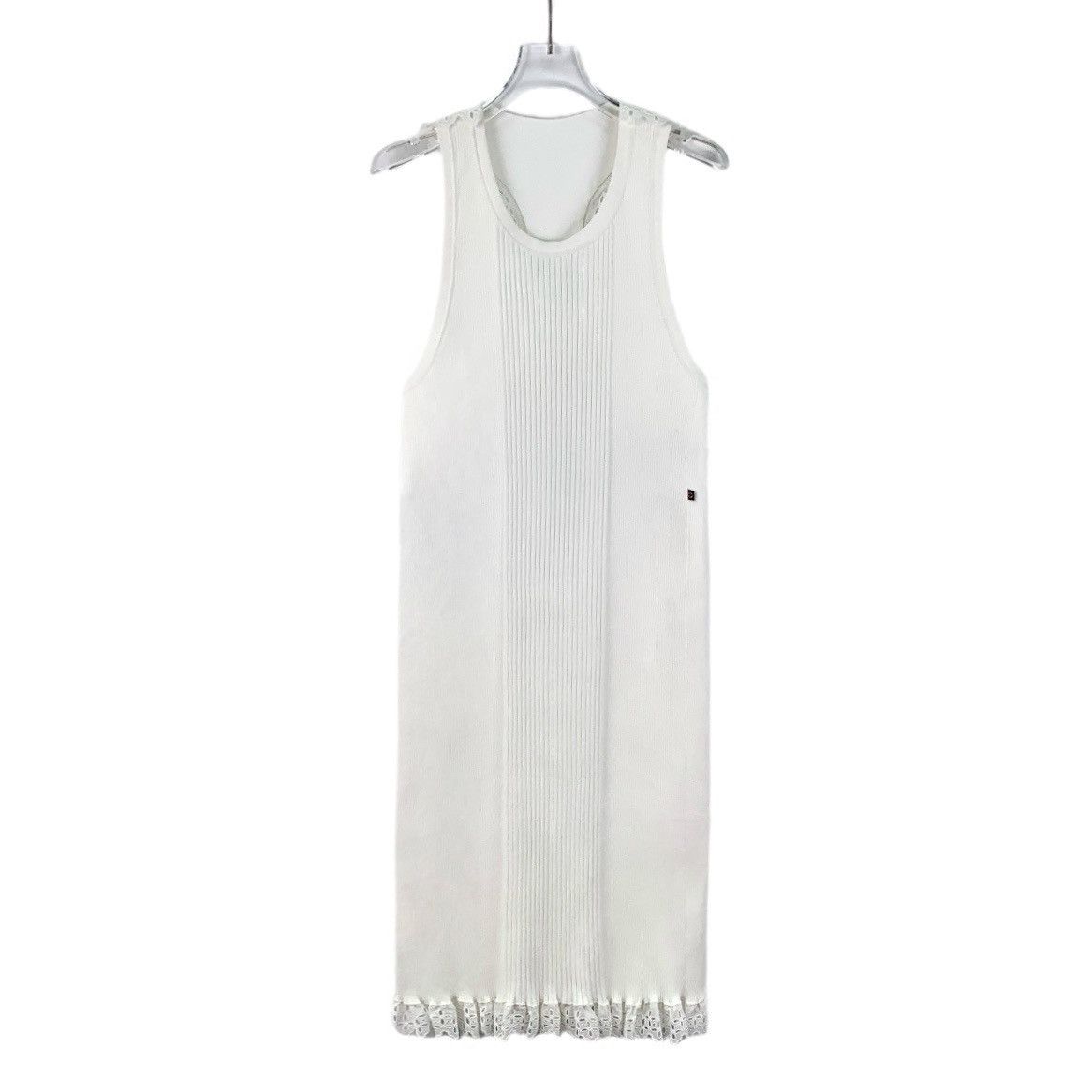Louis Vuitton Louis Vuitton White Spliced Lace Sleeveless Knit Dress K26WX Size L / US 10 / IT 46 - 1 Thumbnail