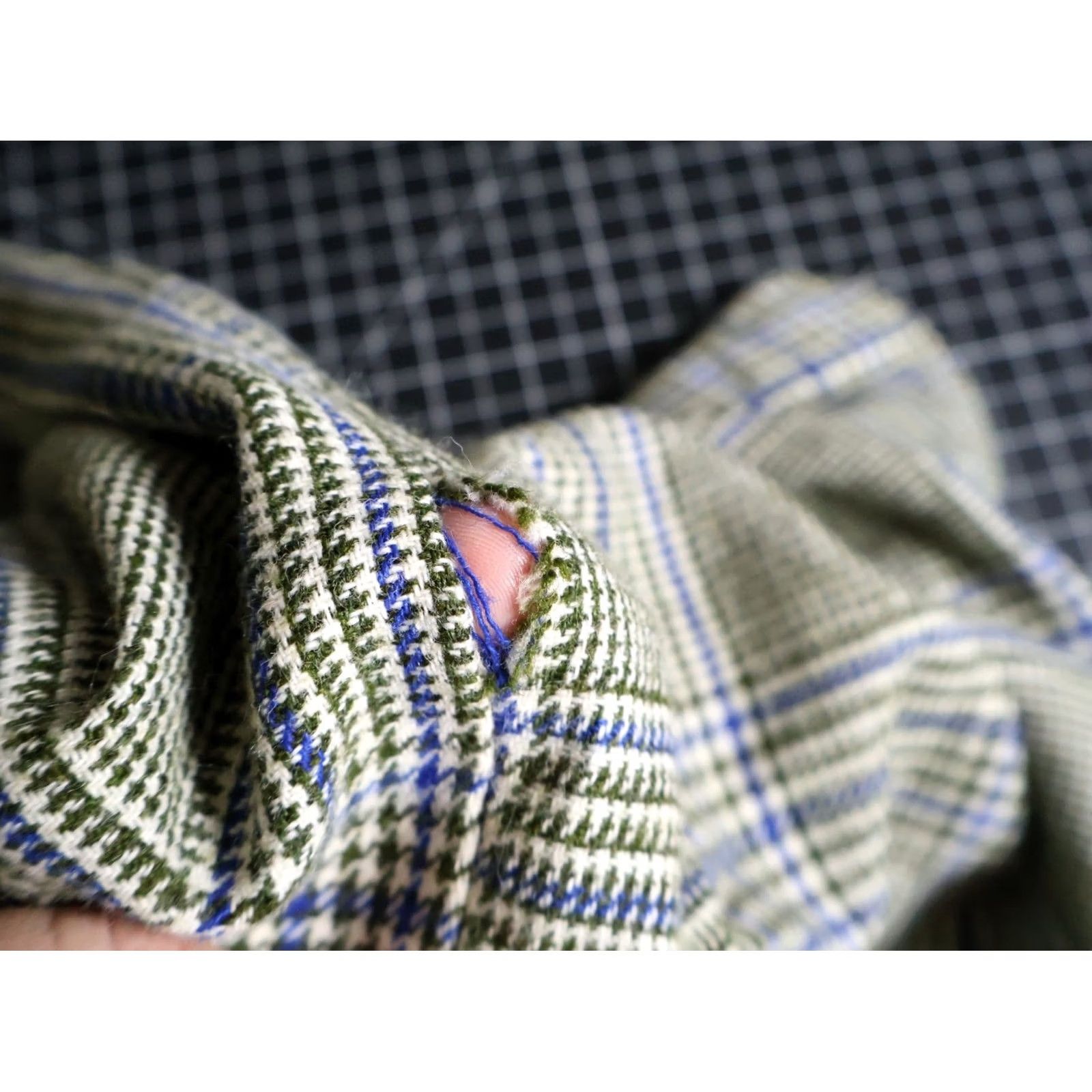 Sears VINTAGE Sears Flannel Shirt Men's Medium Green Blue Houndstooth 80s 70s Wool Blend Size US M / EU 48-50 / 2 - 6 Thumbnail