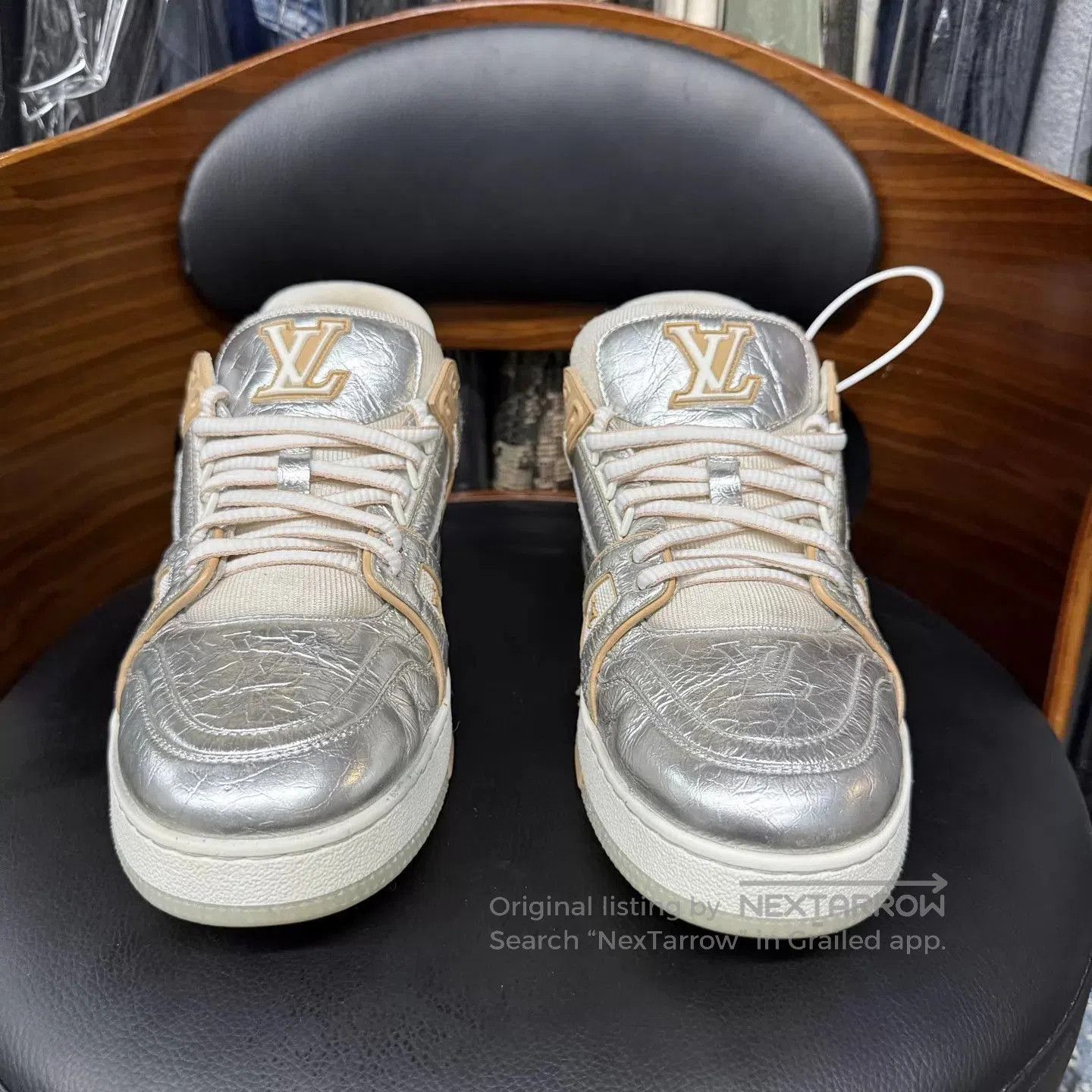 Louis Vuitton Silver Low-Top Sneakers Size 8. Size US 8 / EU 41 - 2 Thumbnail