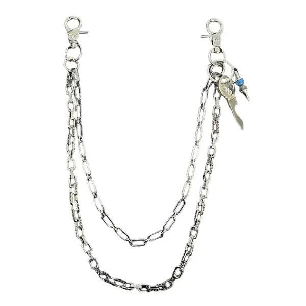 Jewelry Silver Double Wallet Chain, Pants Chain Size ONE SIZE - 5 Thumbnail