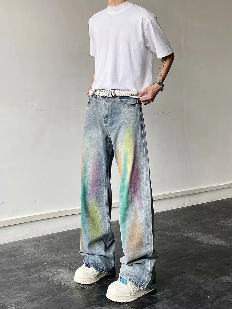 Japanese Brand × Jean Retro graffiti high street straight leg jeans Size US 32 / EU 48 - 1 Thumbnail