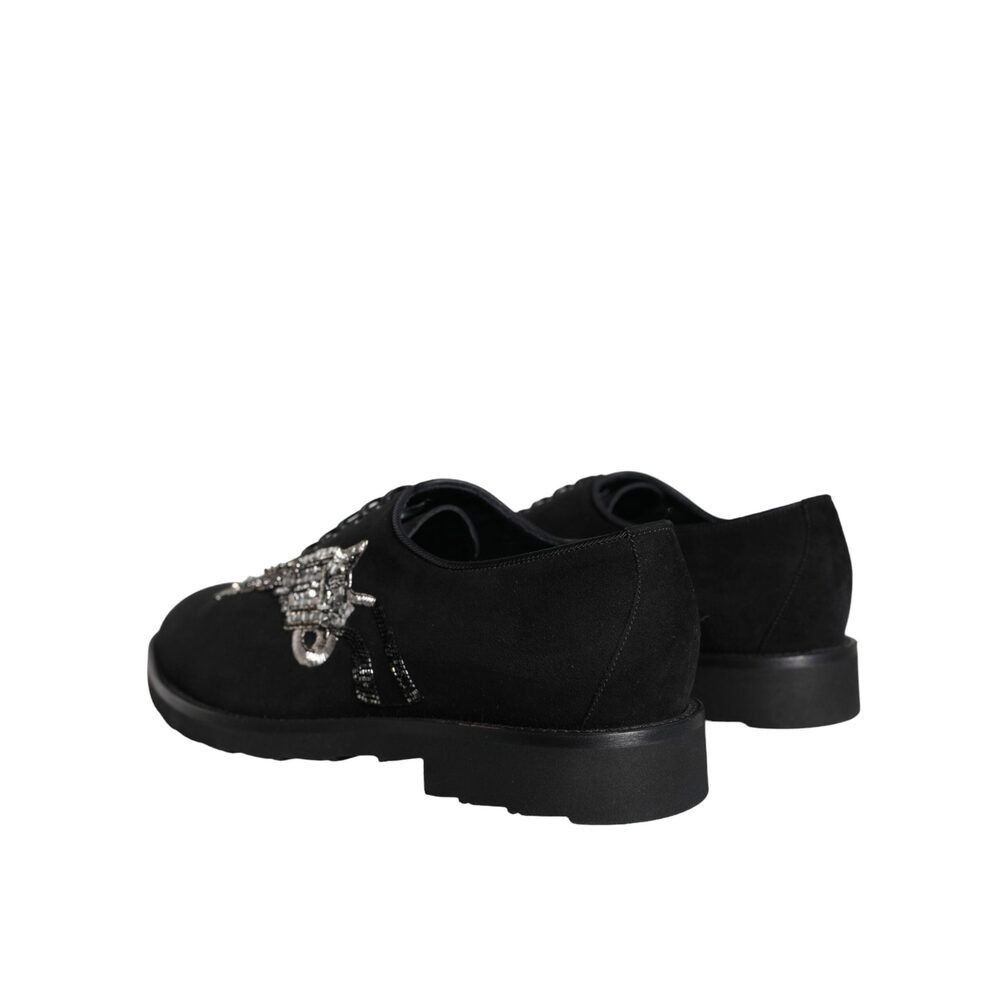 Dolce & Gabbana Dolce & Gabbana Black Suede Sicilia Lace Up Formal Shoes Size US 8 / EU 41 - 4 Thumbnail