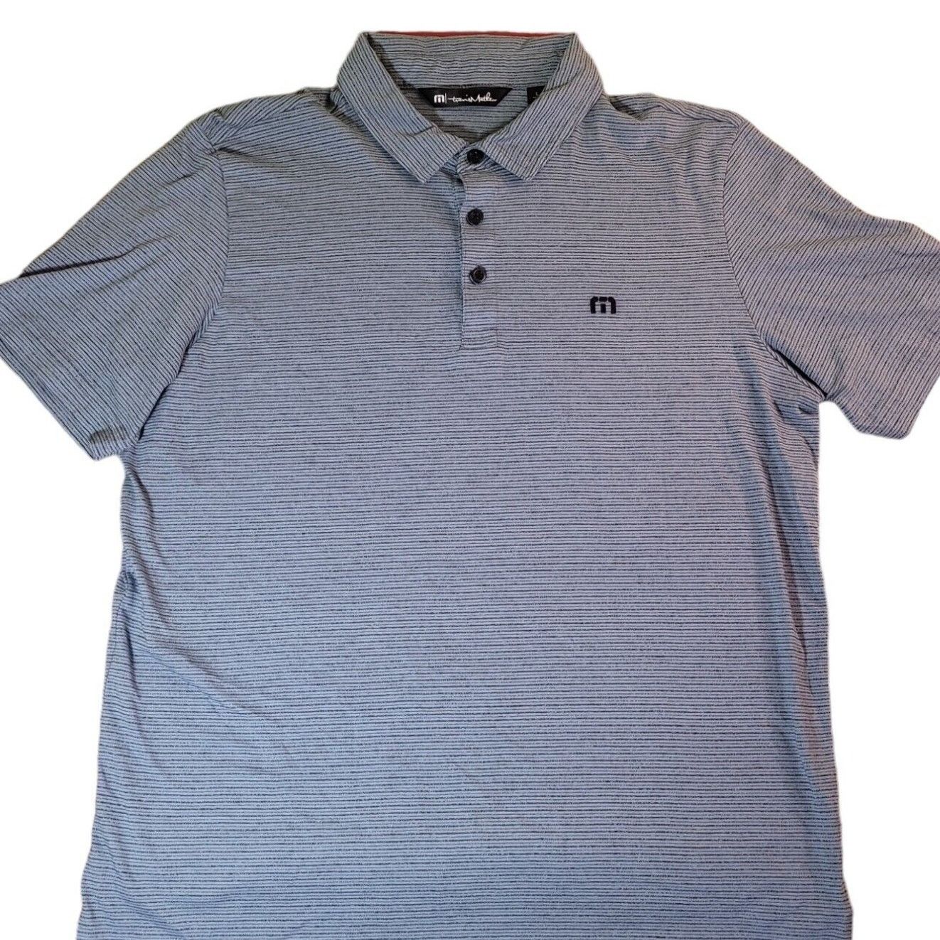 TravisMathew Travis Mathew Men's L Polo Faded Denim Pima Cotton Blend Size US L / EU 52-54 / 3 - 1 Thumbnail