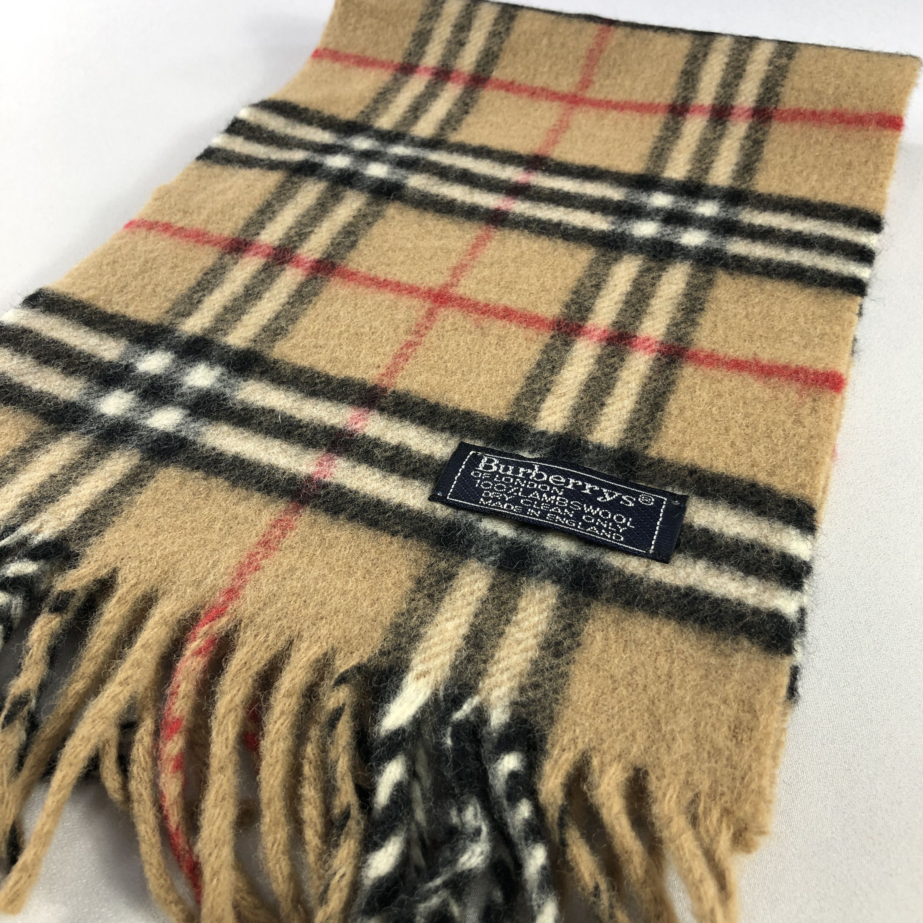Burberry Burberrys Nova Check Tan Wool Scarf Muffler V2834 Size ONE SIZE - 4 Thumbnail