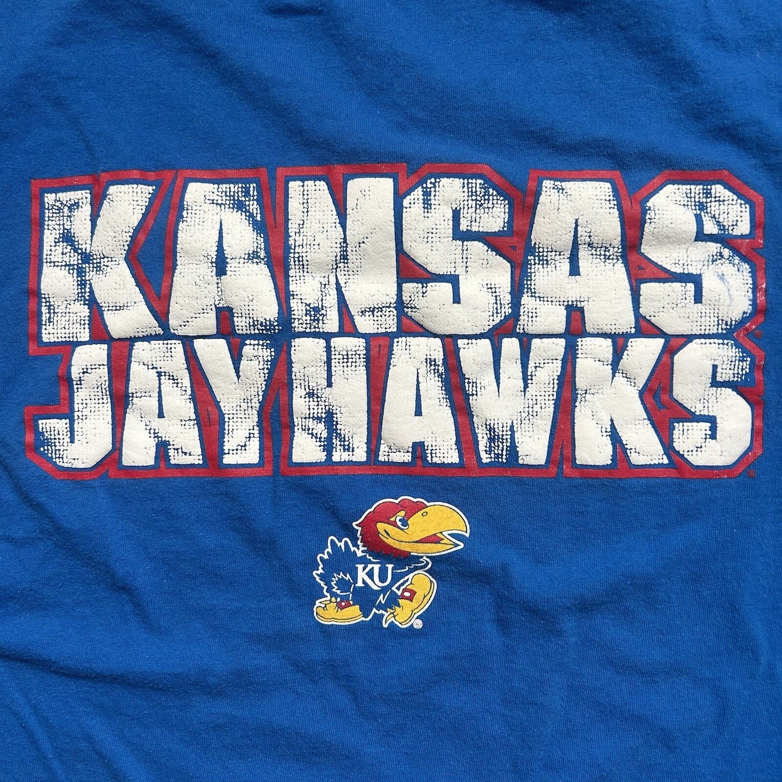 NCAA Kansas Jayhawks T-Shirt Blue Distressed Font NCAA Medium Size US M / EU 48-50 / 2 - 4 Thumbnail