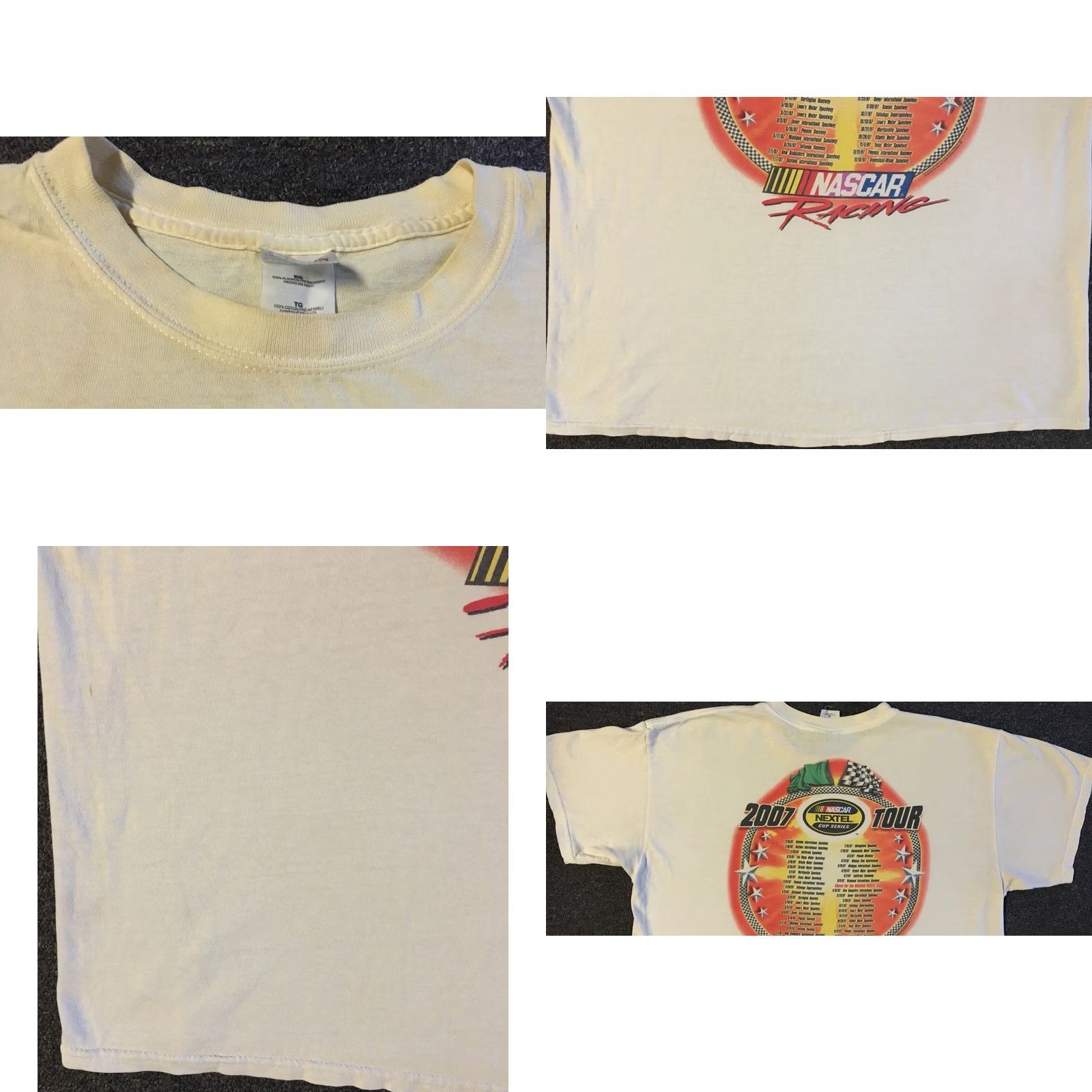 NASCAR VINTAGE NASCAR Shirt L White 90s Grunge Biker Cars Racing Distressed All Over Print Mens XL Size US L / EU 52-54 / 3 - 9 Thumbnail