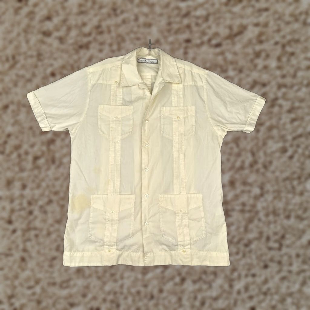 Vintage VINTAGE Monte Carlo Shirt Mens Short Sleeve Hawaiian Yellow 4 Pocket Poly Blend S Aloha Beach Mens Size US S / EU 44-46 / 1 - 1 Thumbnail