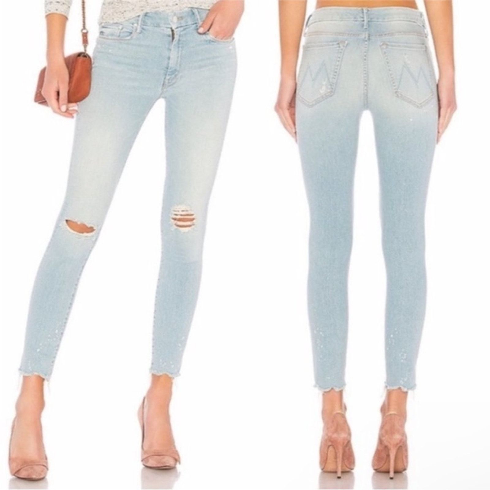 MOTHER Mother The Looker Sacred Slit Ankle Paint Splatter Jeans 27 Size 27" / US 4 / IT 40 - 1 Thumbnail