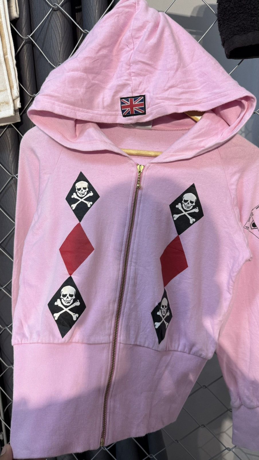 Japanese Brand PUNK SUPER LOVER HOODIE CROP SKULL POKER CARD PINK Size US S / EU 44-46 / 1 - 2 Thumbnail