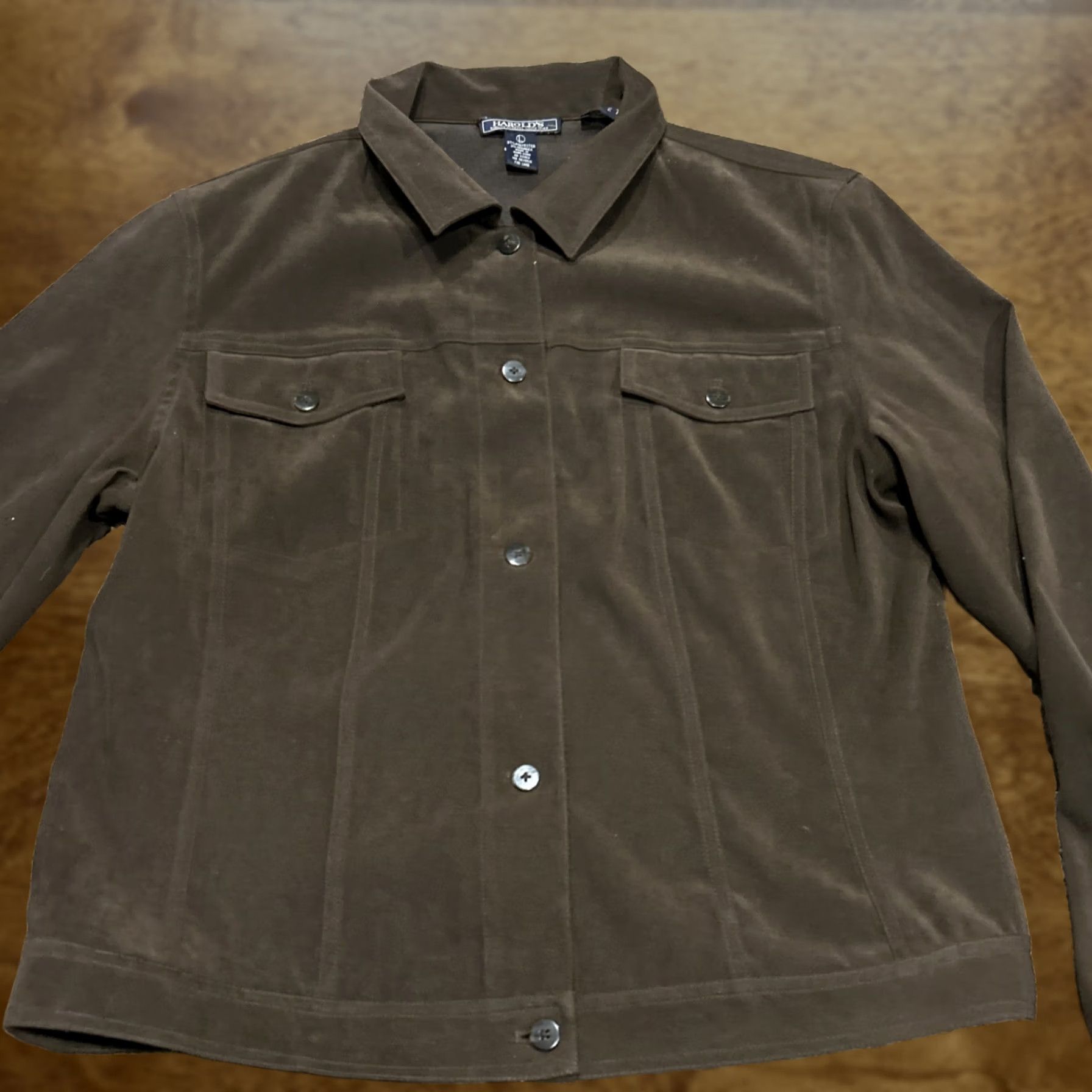 Velvet Harolds Brown Velvet Long Sleeve Button Up Shirt L Size Size L / US 10 / IT 46 - 1 Thumbnail