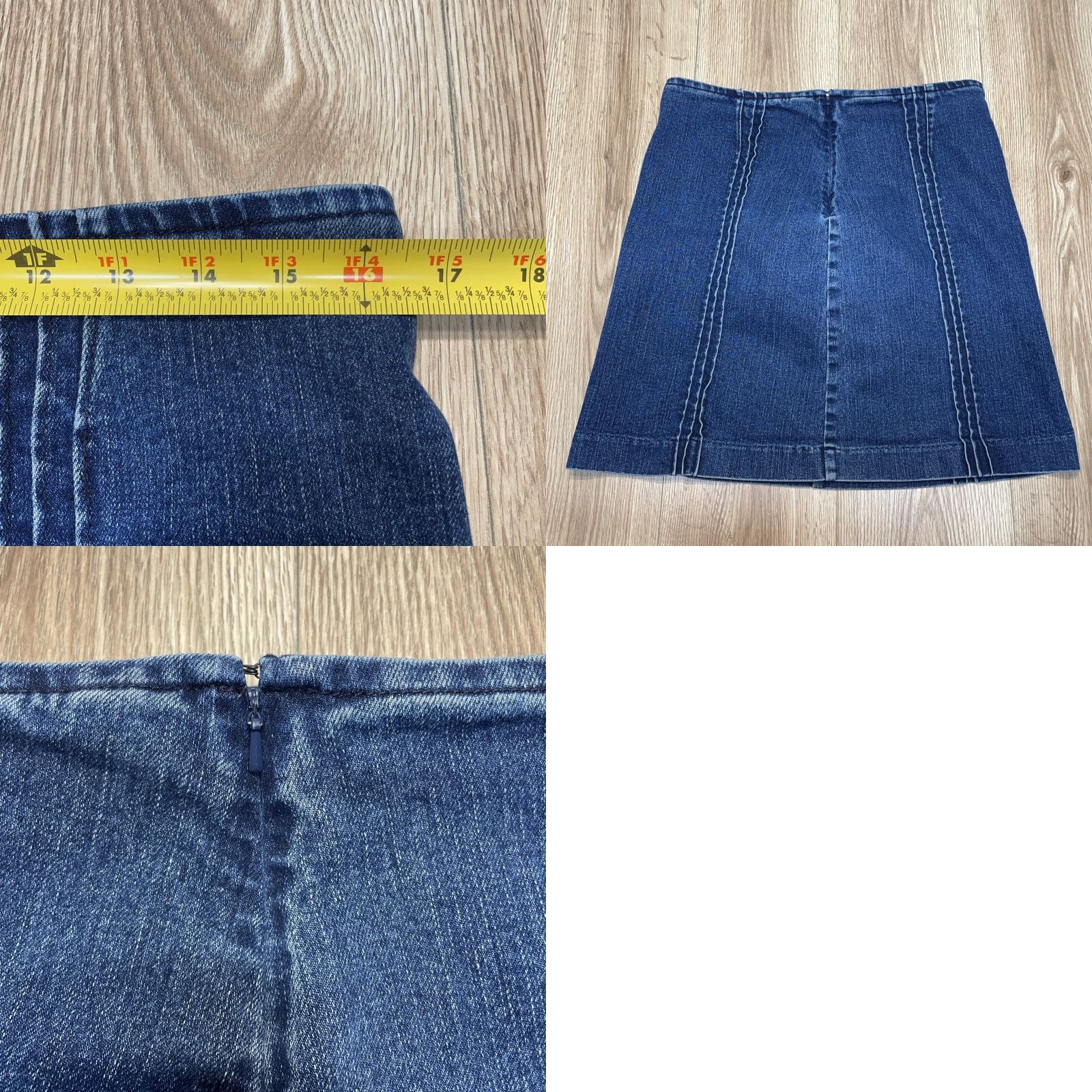 Calvin Klein VINTAGE Calvin Klein Women's Denim Skirt Size 8 A-Line Short Stretch Blue Size 30" / US 8 / IT 44 - 8 Thumbnail