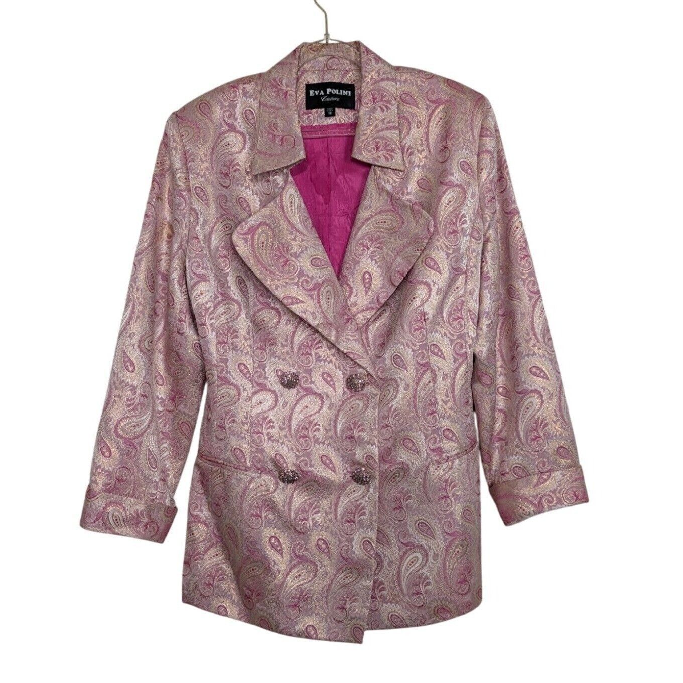 Designer Vintage Eva Polini Couture Paisley Blazer Womens Size 12 Size XL / US 12-14 / IT 48-50 - 1 Thumbnail
