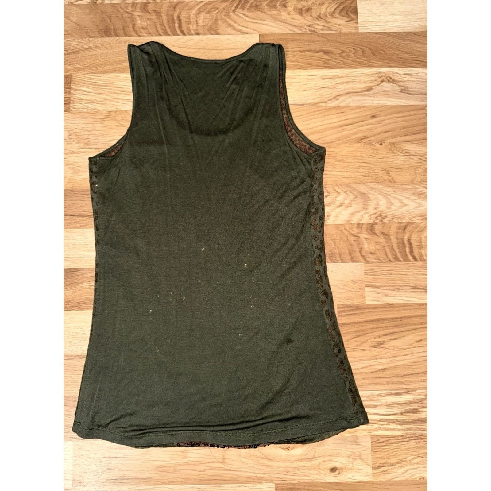 Vintage VINTAGE The Limited Women’s S Dark Green Leopard Sequin Sleeveless Top Size S / US 4 / IT 40 - 5 Thumbnail