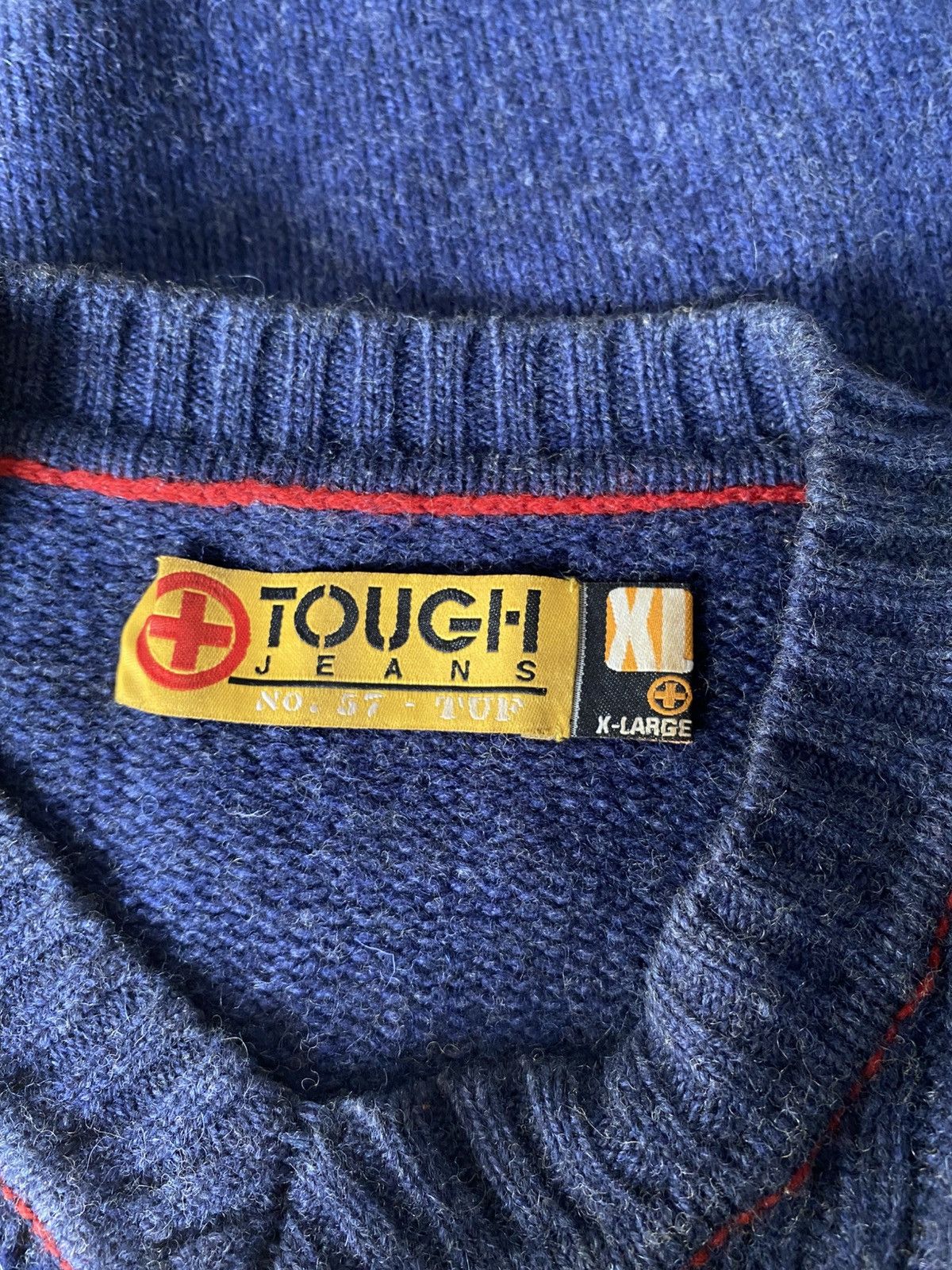 Darn Tough × Designer TOUGH JEANS Indigo Denim Patch Knit Size US XL / EU 56 / 4 - 2 Thumbnail