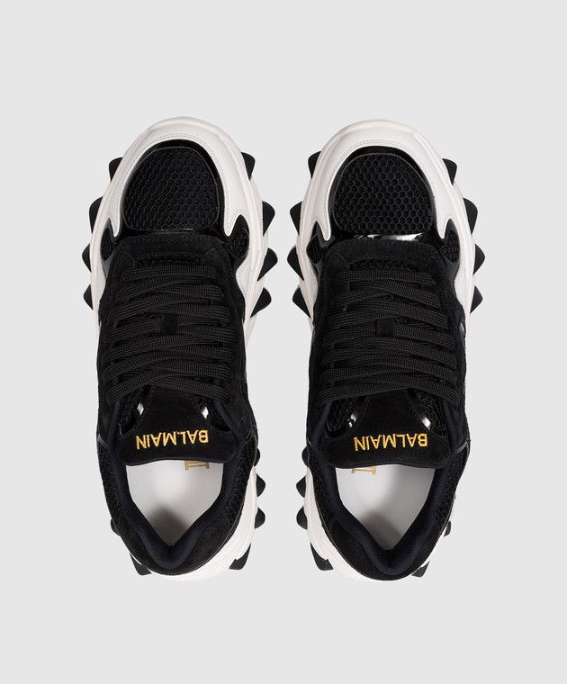 Balmain o1s1wg110425 B-East Low-Top Sneakers in White Black Size US 12 / EU 45 - 4 Thumbnail