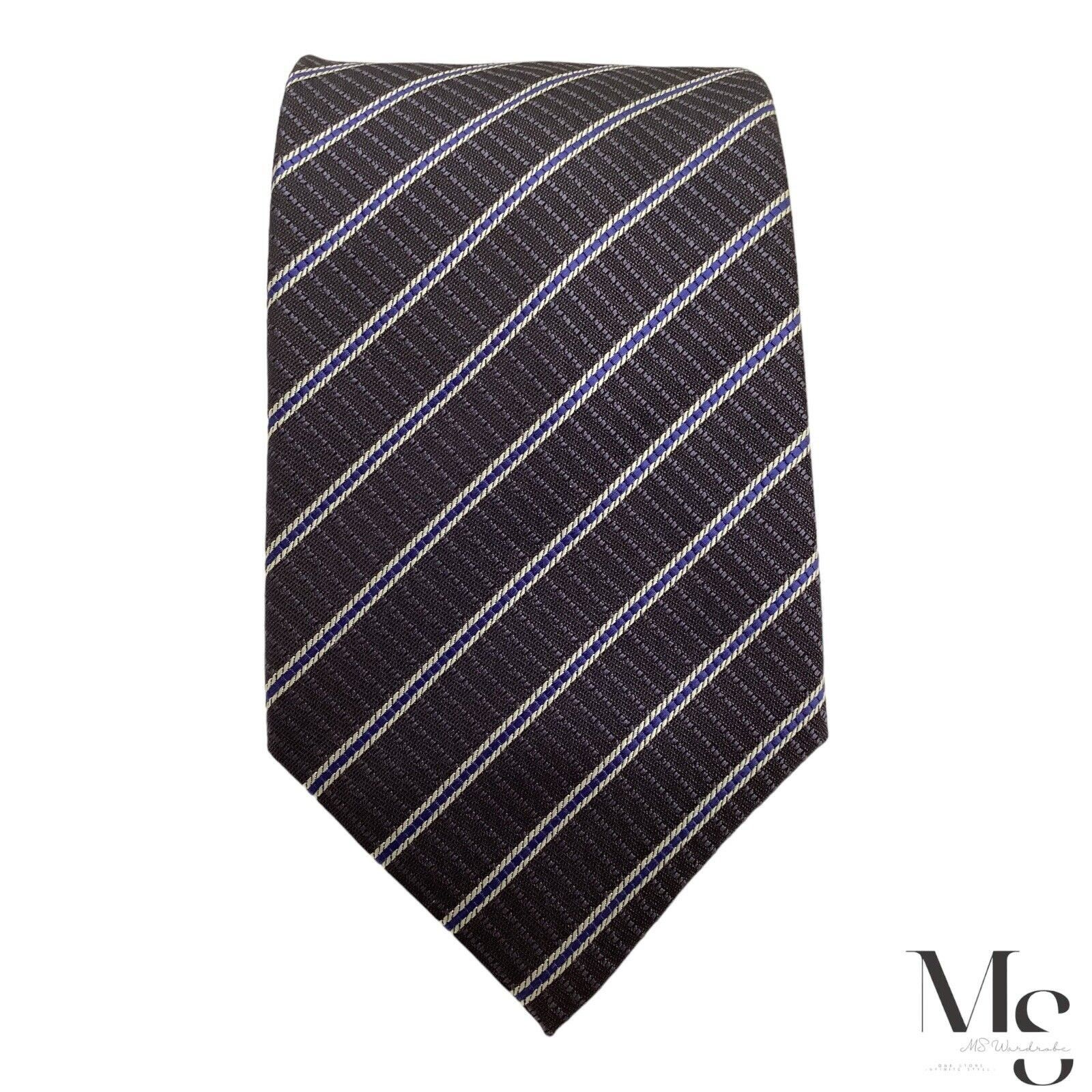 Ungaro Paris UNGARO Gray Striped Luxury Silk Tie Made Italy W: 3.75’’ EC Size ONE SIZE - 3 Thumbnail