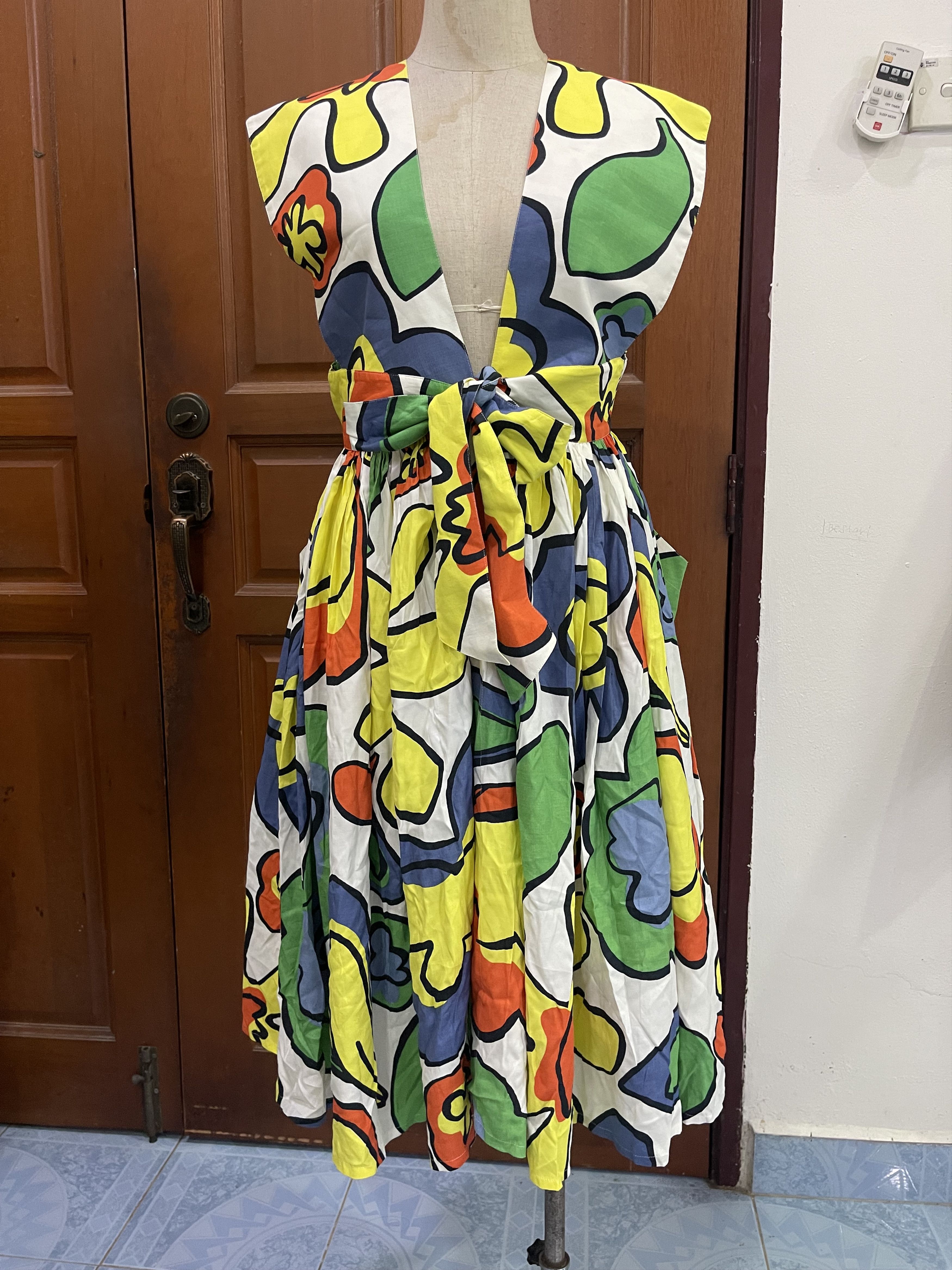 Thierry Mugler × Vintage Thierry Mugler Dress Abstract Pop Art Print Rare Statement Size L / US 10 / IT 46 - 1 Thumbnail
