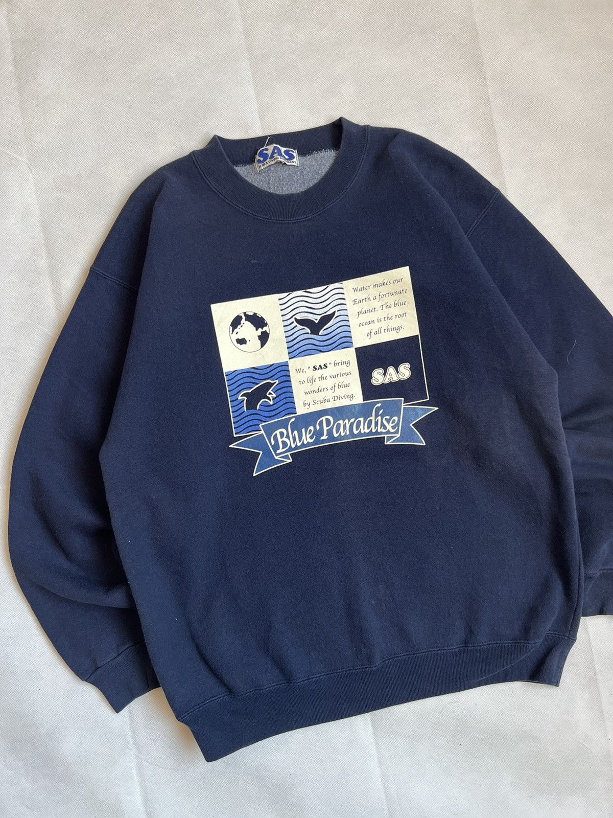 Vintage Vintage SAS Scuba Diving Equipment Blue Paradise Crewneck Size US L / EU 52-54 / 3 - 6 Thumbnail