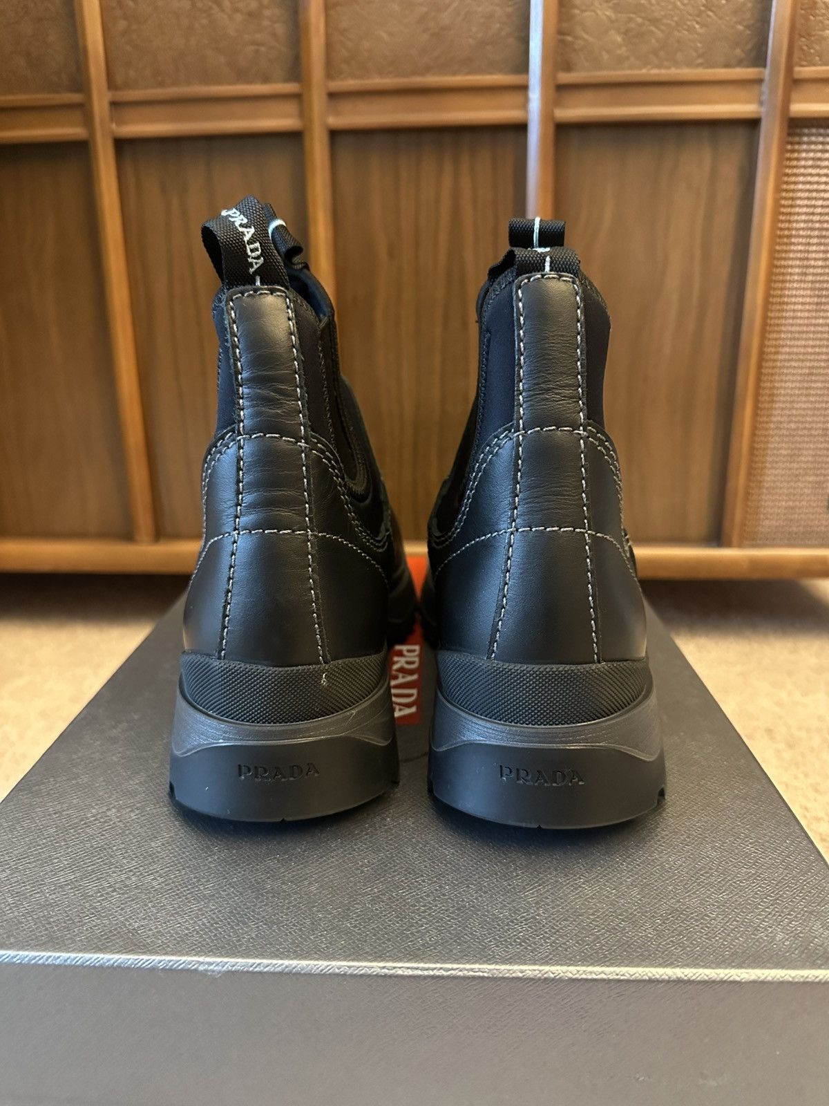 Prada Prada Brixxen Chelsea Boots Black Leather Neoprene US 7.5 Size US 7.5 / EU 40-41 - 4 Thumbnail