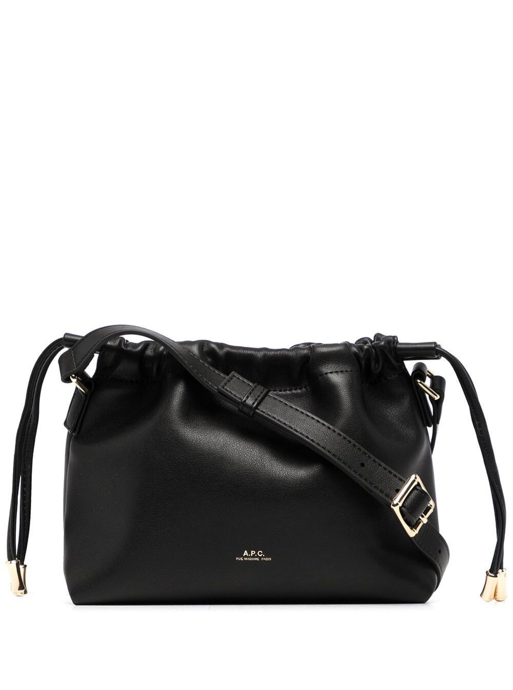 A P C 'ninon' Black Crossbody Bag With Adjustable Shoulder Strap And Drawstring Closure In Ecoleather Woman, Women's