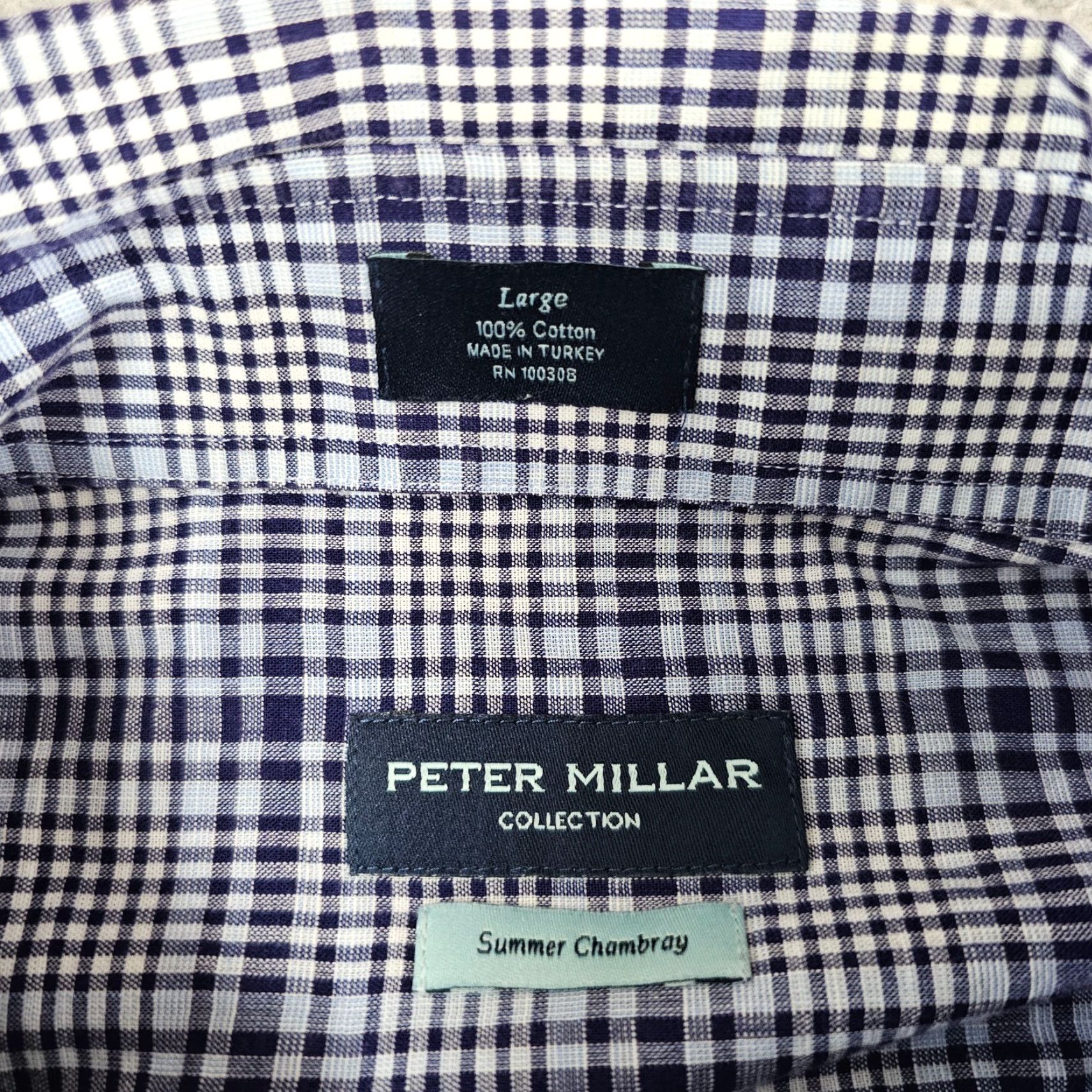Peter Millar Peter Millar Collection Shirt Mens Large Blue Check Long Sleeve Chambray Button-Up Size US L / EU 52-54 / 3 - 3 Thumbnail