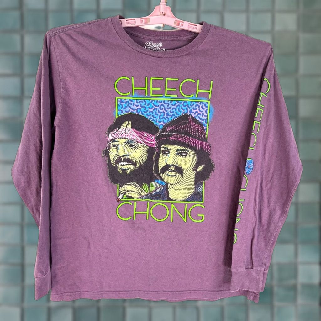 Vintage Cheech Chong Long Sleeve Hit Adult Size M Purple Graphic Tee Size US M / EU 48-50 / 2 - 1 Thumbnail