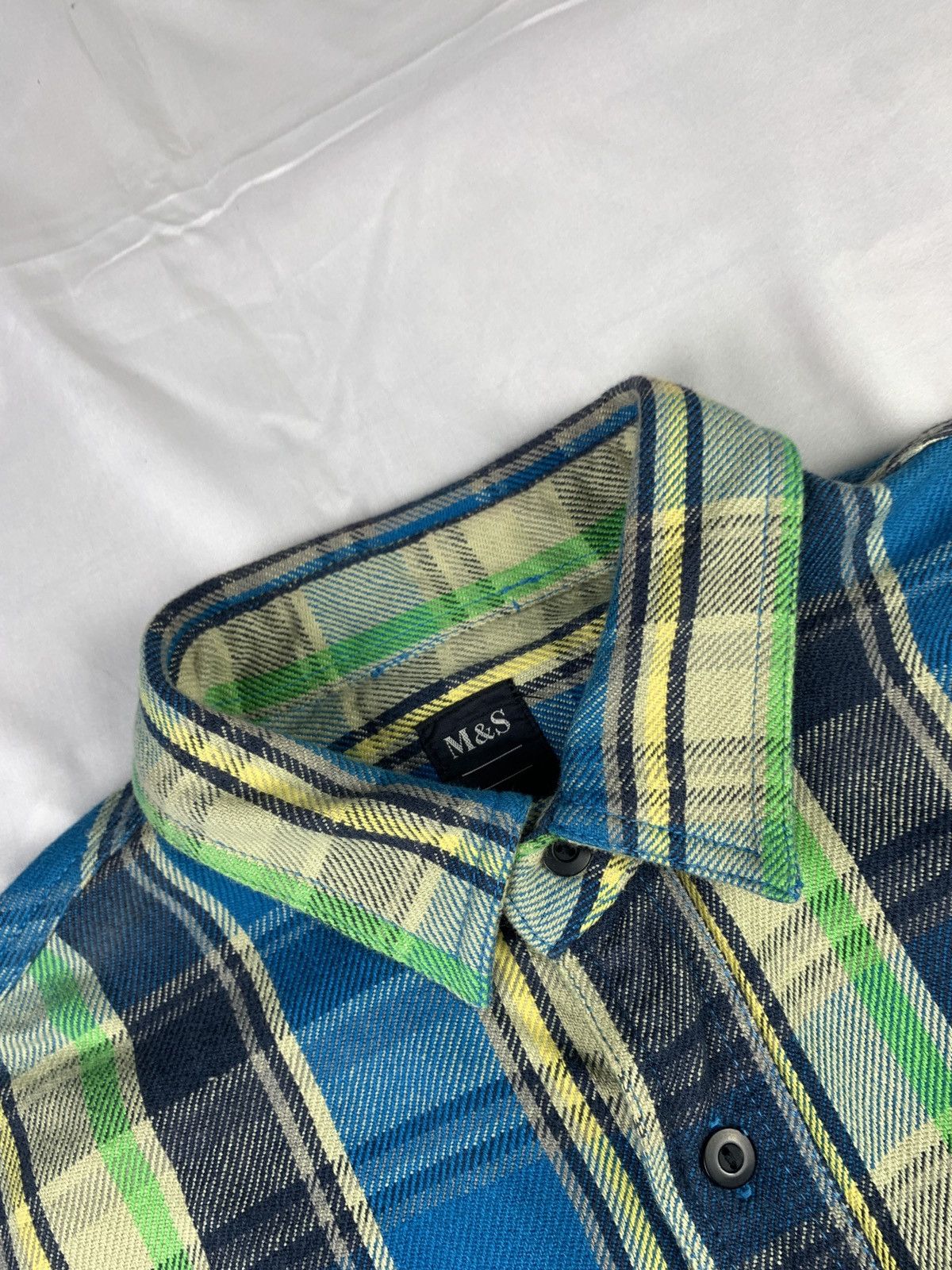 Japanese Brand 2000s M&S Japan Heavy Duct Cotton Plaid Pocket Work Shirt Size US L / EU 52-54 / 3 - 6 Thumbnail