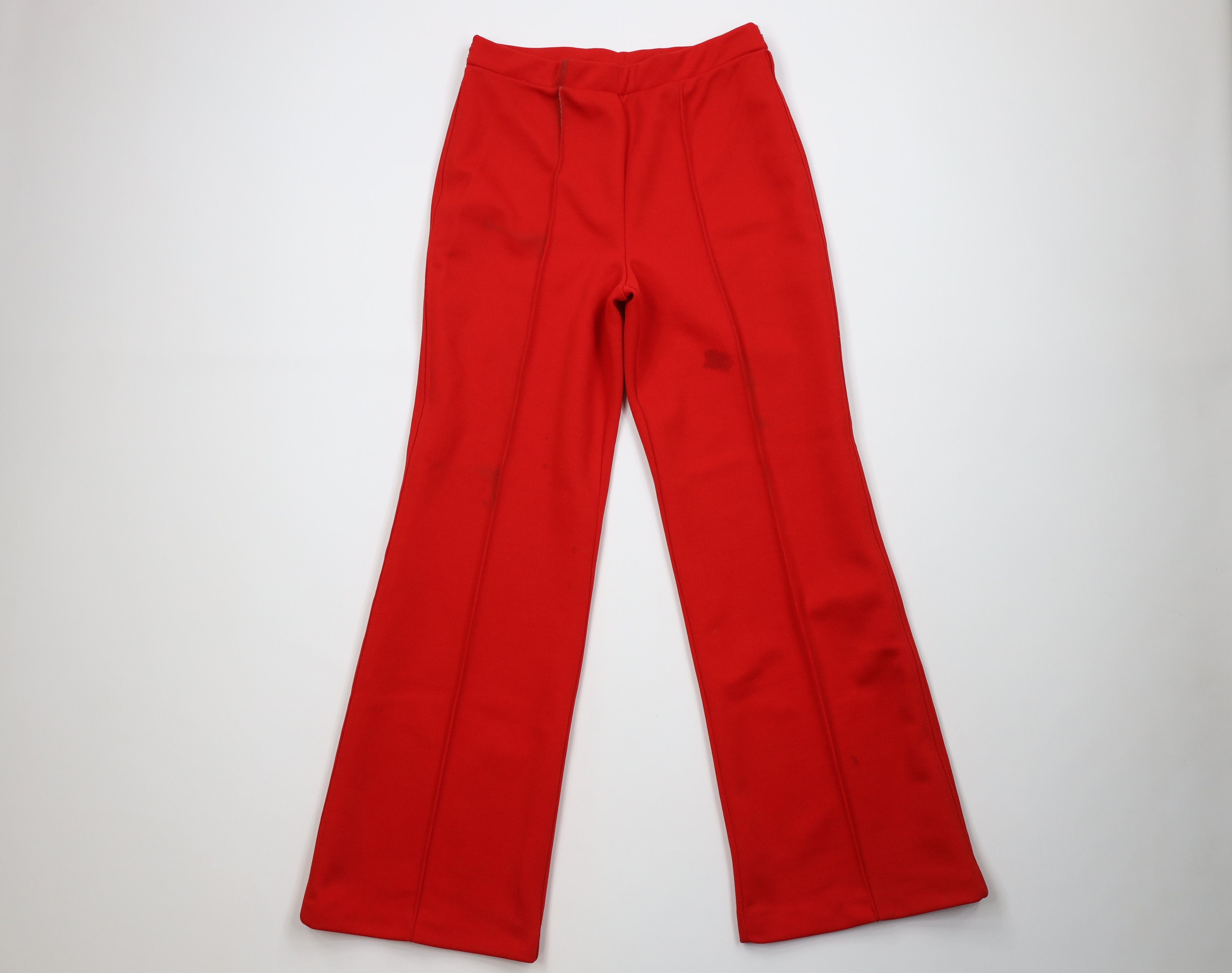 Vintage Vintage 70s Streetwear Knit Bell Bottoms Pants Red USA Size 32" / US 10 / IT 46 - 1 Thumbnail