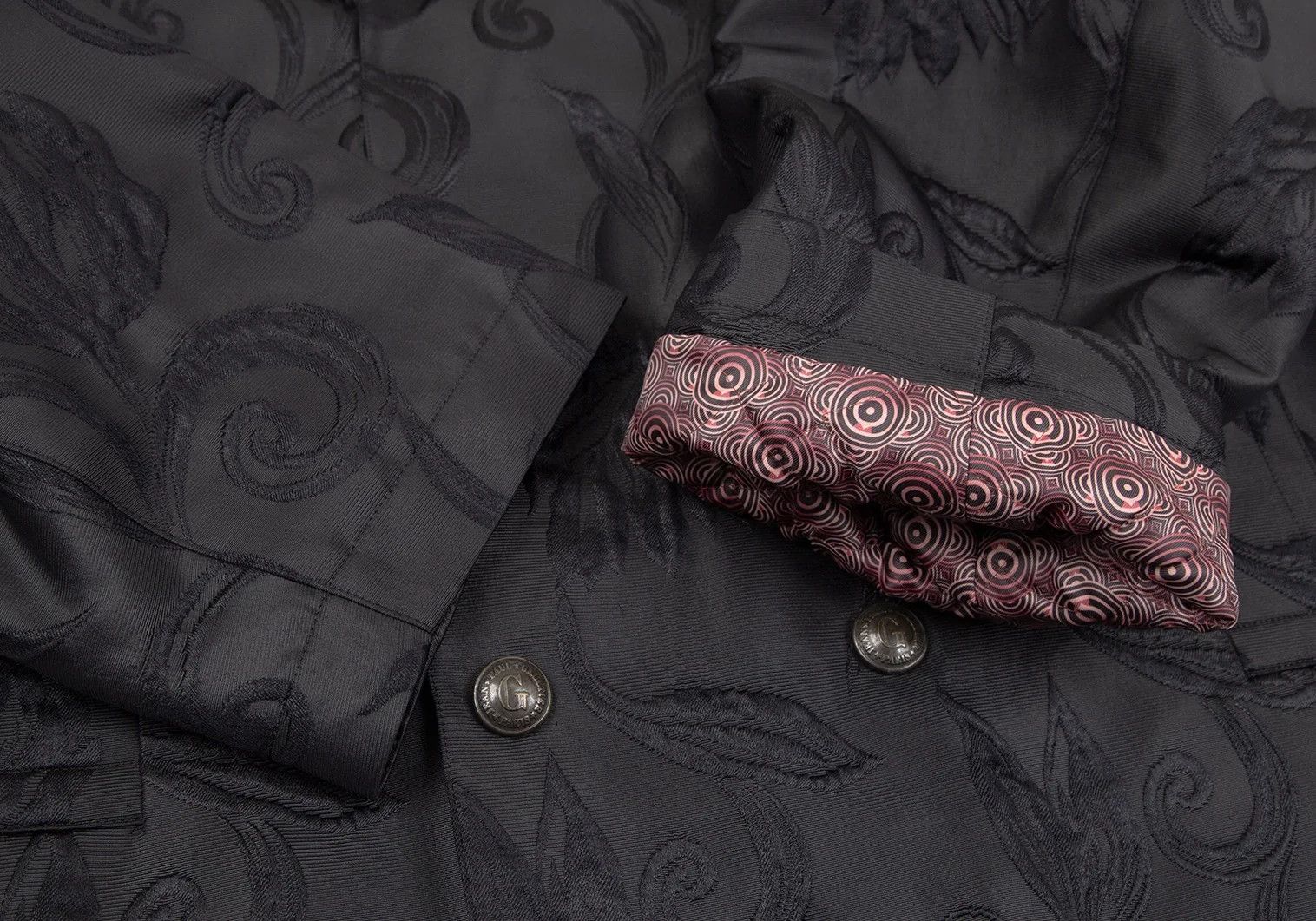 Jean Paul Gaultier Quilted Flower Jacquard Grosgrain Coat in Black, Size 48 Size US M / EU 48-50 / 2 - 7 Thumbnail