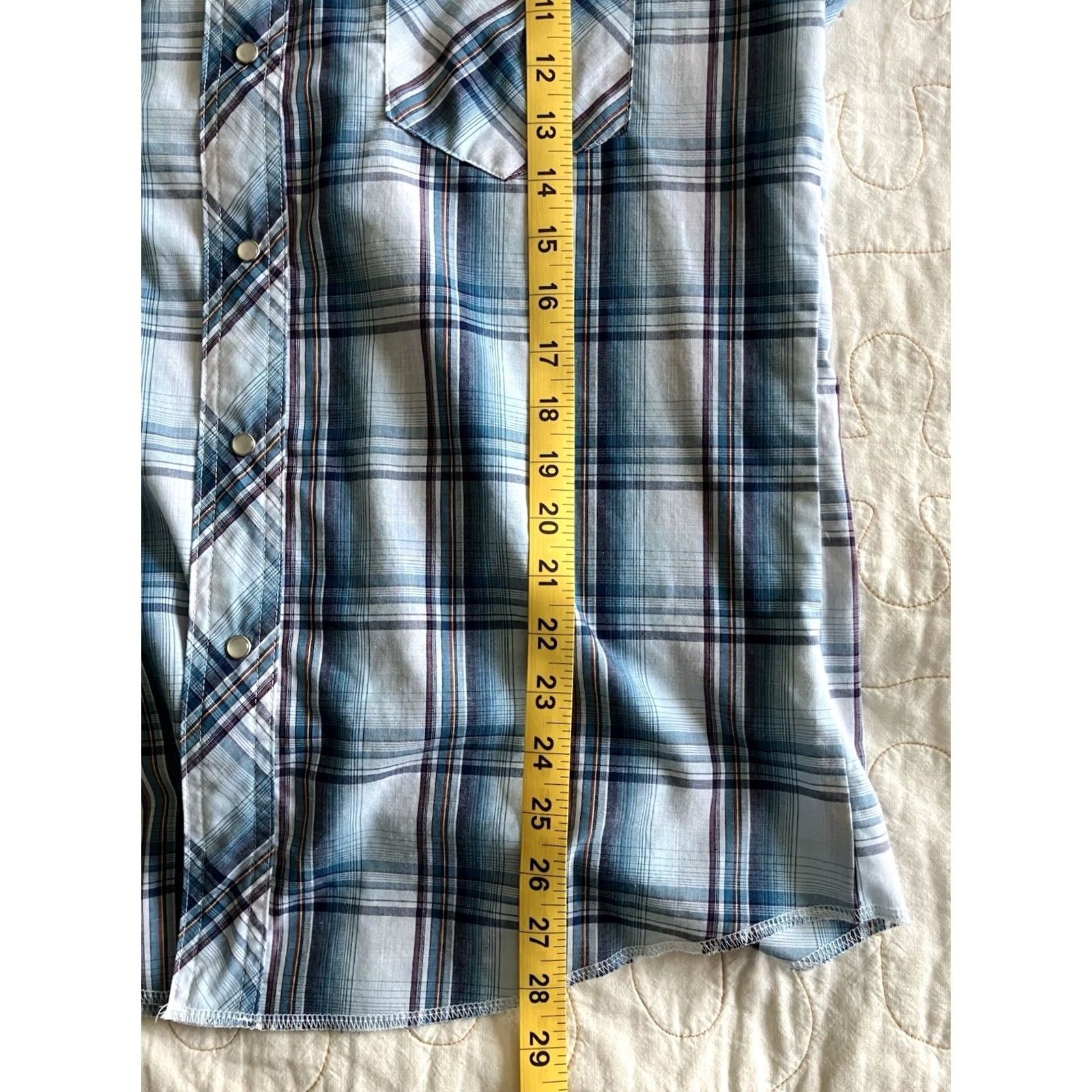 Wrangler VINTAGE Wrangler Pearl Snap Shirt Men’s M Blue Plaid Short Sleeve Western Rodeo Size US M / EU 48-50 / 2 - 5 Thumbnail
