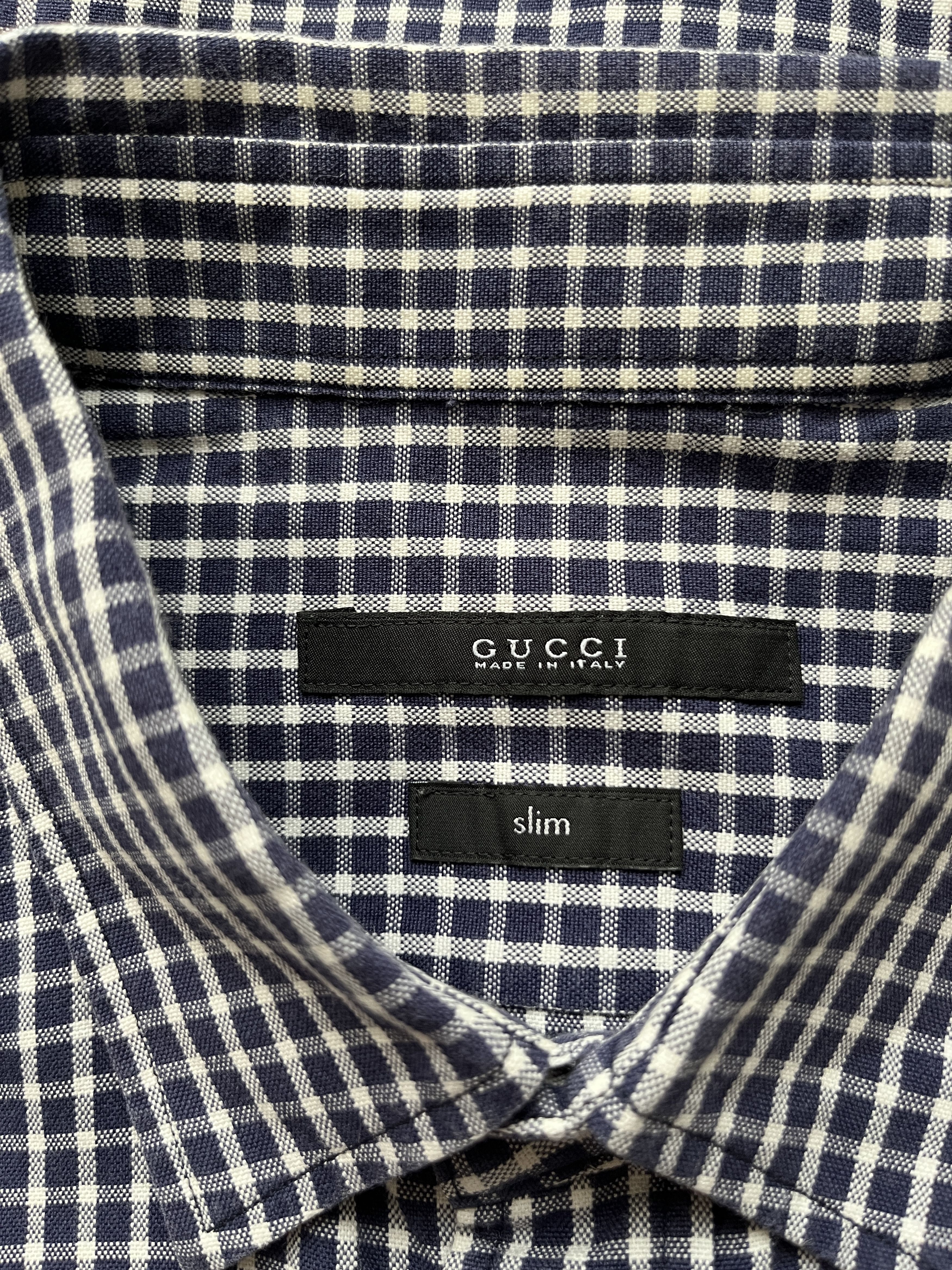 Gucci ⚡️QUICK SALE⚡️2011 Gucci Blue/White Checked Button Up Shirt Size US M / EU 48-50 / 2 - 3 Thumbnail