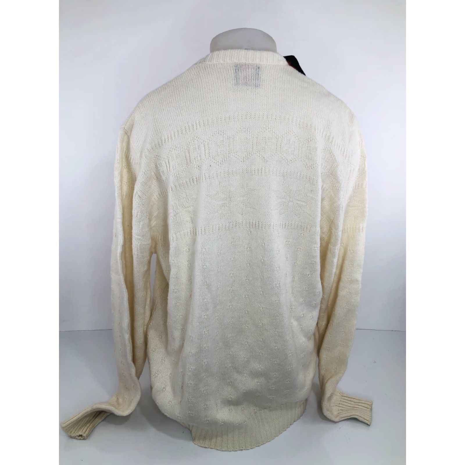 Vintage Robert Bruce Christmas Snowflake IVORY 2XLT Big & Tall Pullover Sweater Mens Smokefree Holiday Knit Wool Blend Size US XXL / EU 58 / 5 - 5 Thumbnail