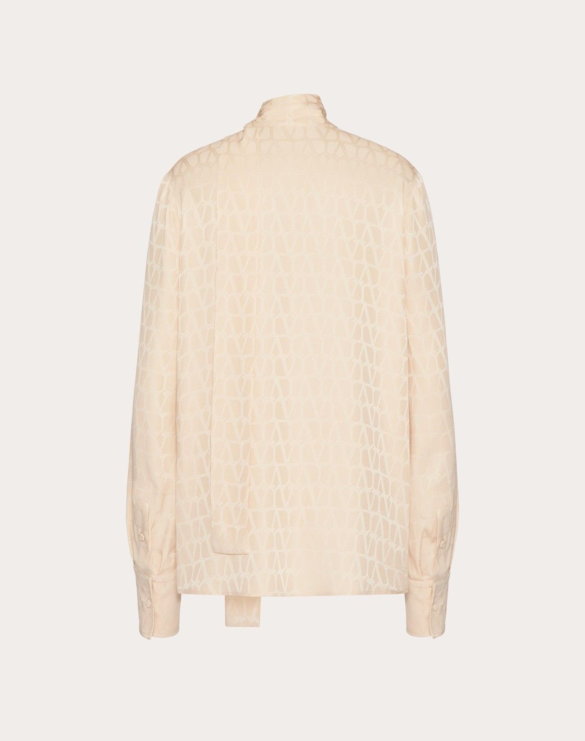 Valentino o1s1wg110525 Toile Iconographe Silk Jacquard Blouse in Beige Size XS / US 0-2 / IT 36-38 - 2 Thumbnail