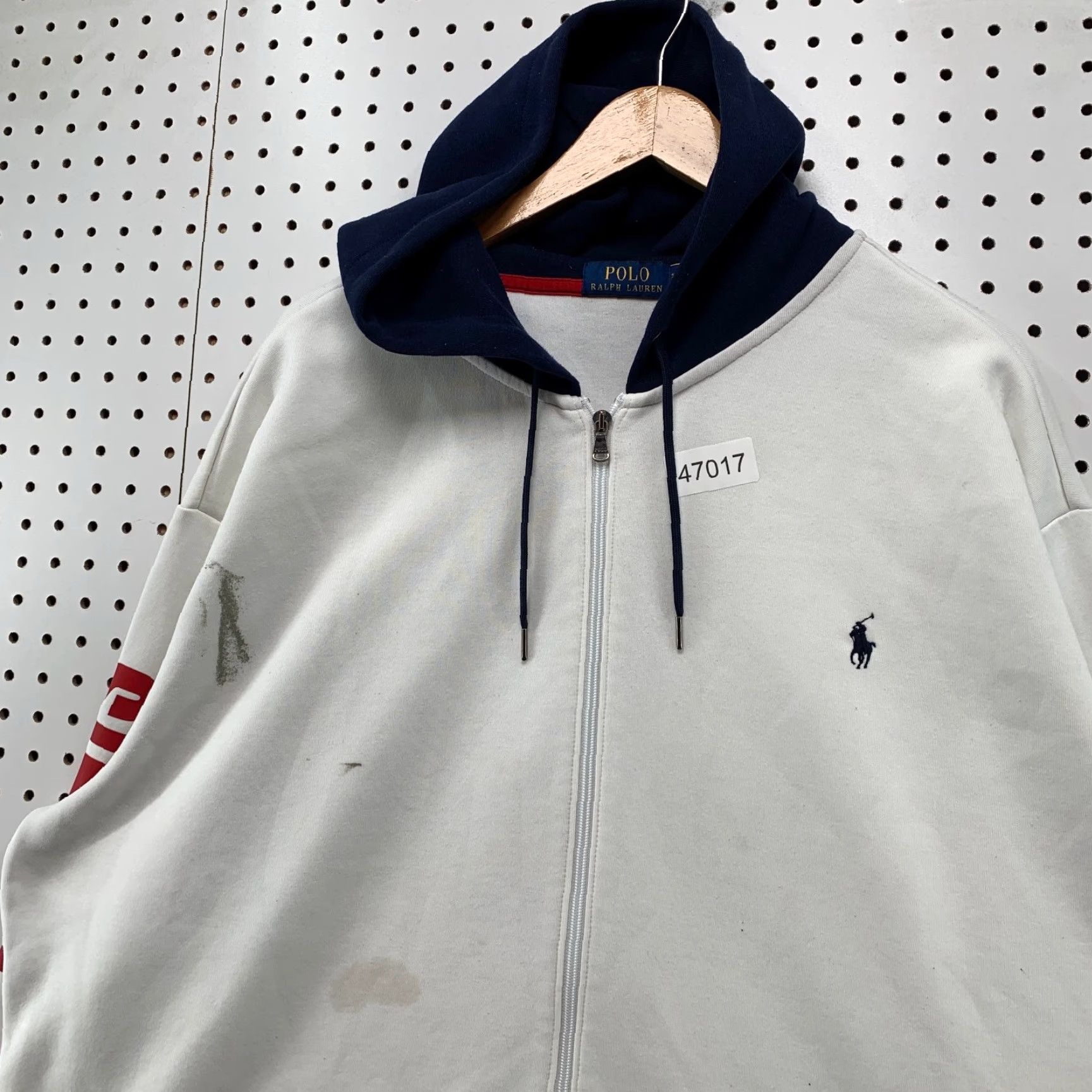 Polo Ralph Lauren Polo Ralph Lauren Tennis Hoodie Sweatshirt Mens XL White Blue Distressed Size US XL / EU 56 / 4 - 6 Thumbnail